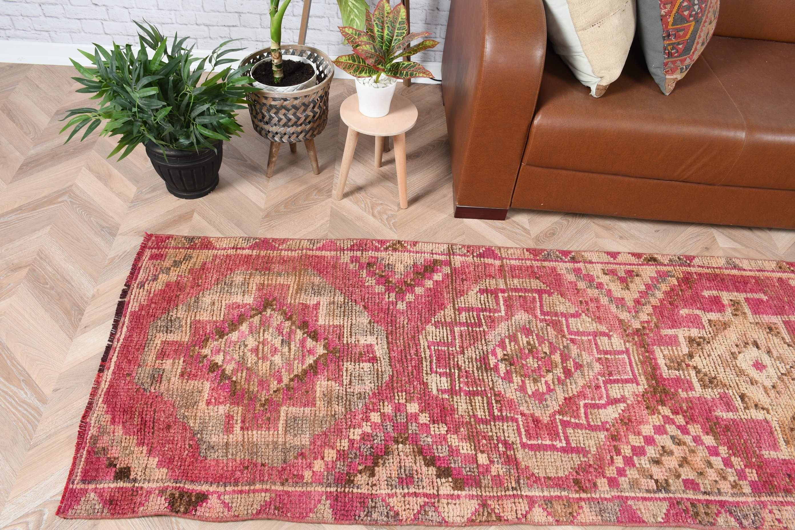 Türk Halısı, Pembe Yatak Odası Halısı, Vintage Halı, Koridor Halıları, 2.6x11.2 ft Runner Halısı, Anadolu Halısı, Koridor Halıları, Boho Halısı