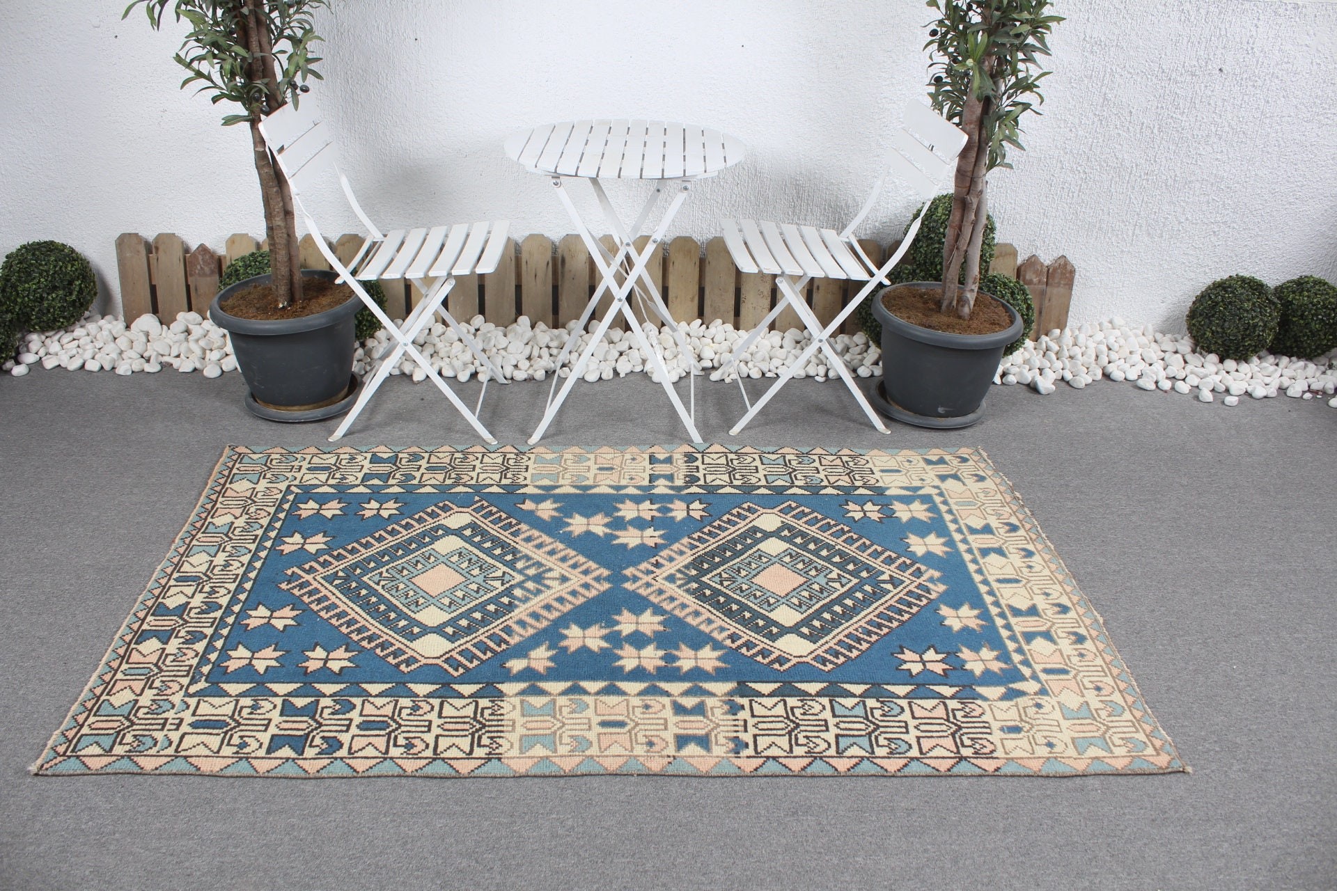 Antique Rugs, Vintage Rugs, Nursery Rug, Aztec Rug, Blue Floor Rug, Home Decor Rugs, 3.7x6.4 ft Accent Rugs, Turkish Rug, Kitchen Rug