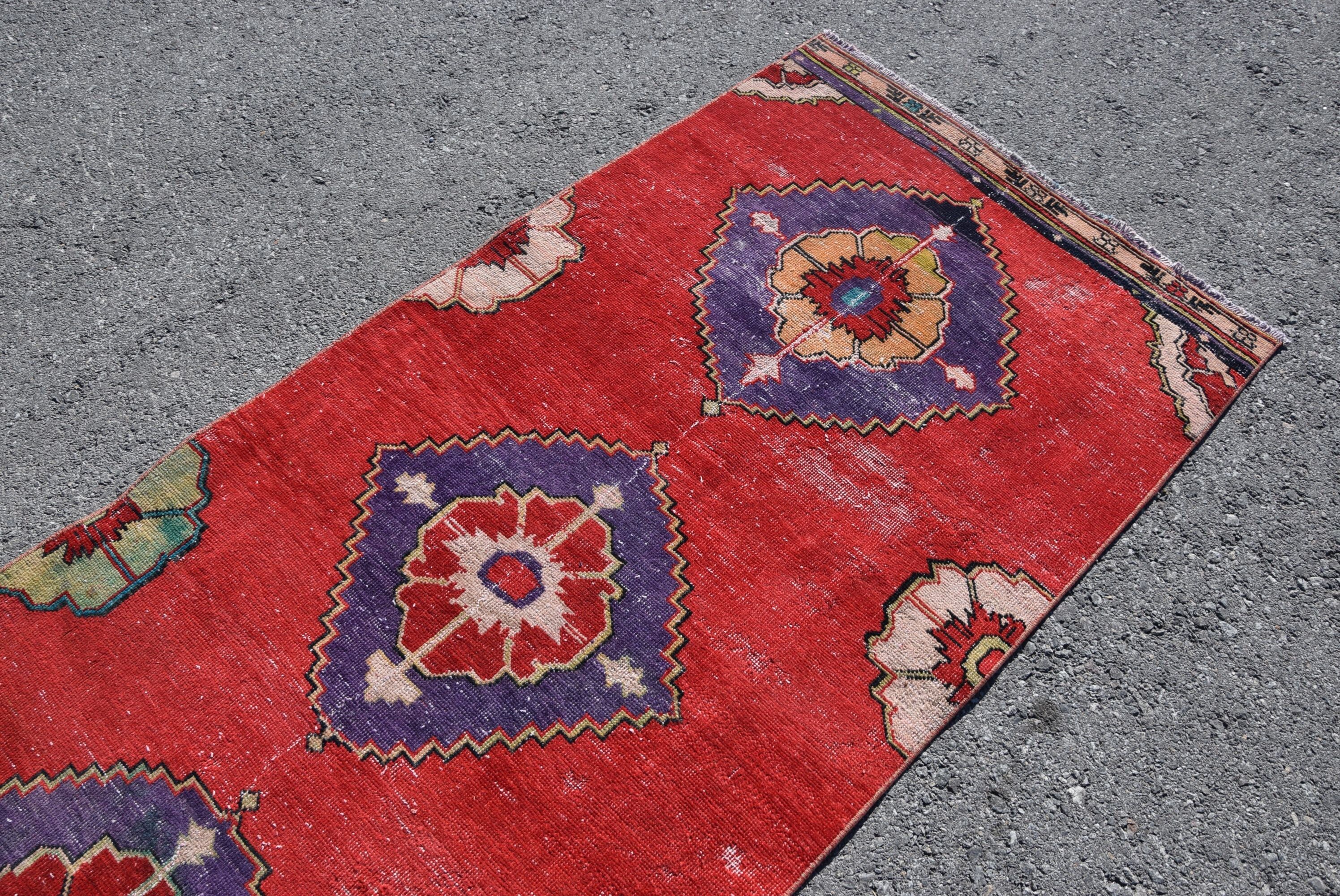 Old Rug, Rugs for Hallway, Turkish Rug, Vintage Rugs, Oriental Rug, Stair Rugs, Red Kitchen Rugs, Home Decor Rug, 3.2x9.7 ft Runner Rugs