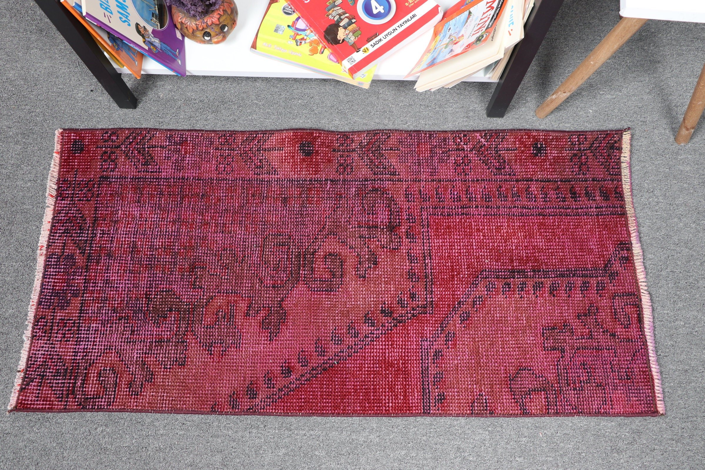 Entry Rug, Vintage Decor Rug, Cool Rug, Nursery Rugs, Vintage Rug, 1.6x3.4 ft Small Rug, Turkish Rugs, Purple Oriental Rug