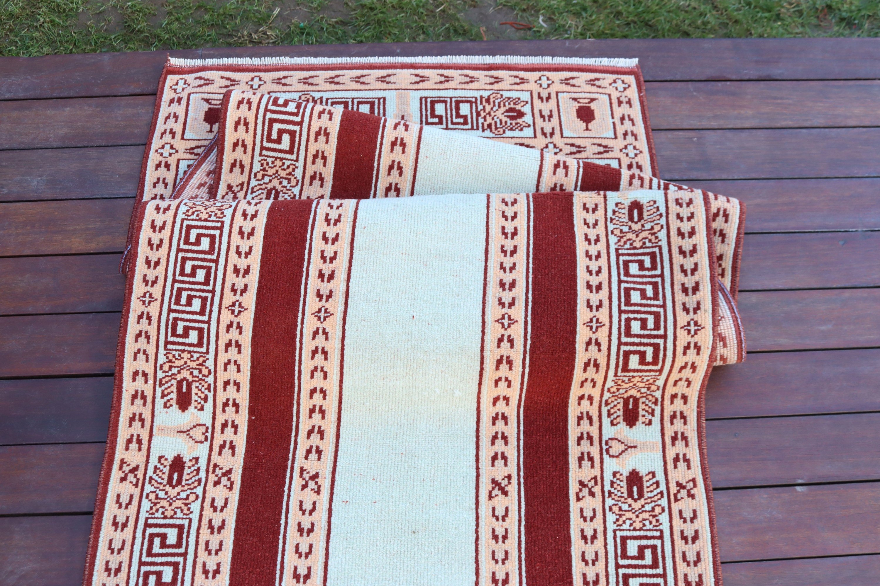 2.5x9.3 ft Runner Rugs, Modern Rugs, Floor Rug, Turkish Rug, Red Cool Rugs, Vintage Runner Rug, Bedroom Rugs, Long Runner Rug, Vintage Rugs