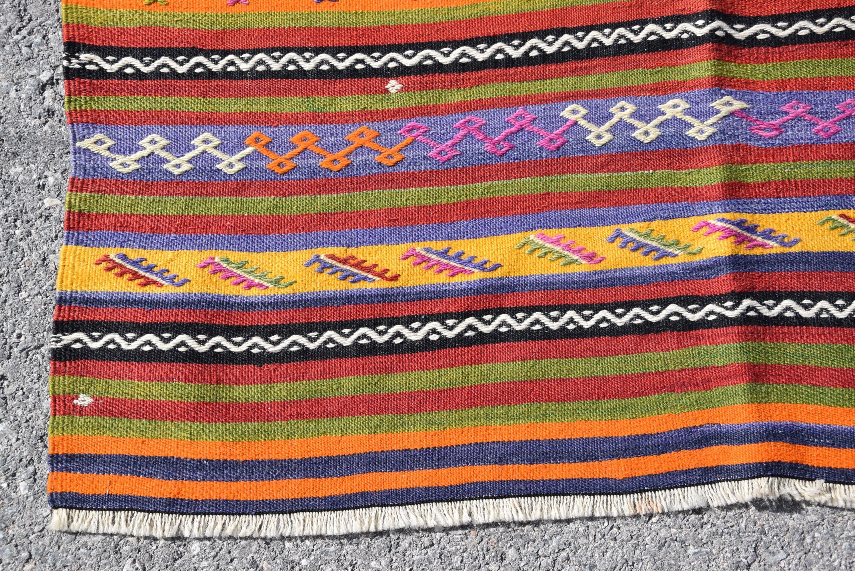 Türk Halıları, 3.5x6 ft Accent Halı, Mutfak Halısı, Kilim, Ev Dekor Halısı, Turuncu Ev Dekor Halıları, Vintage Halı, Fas Halıları, Giriş Halısı