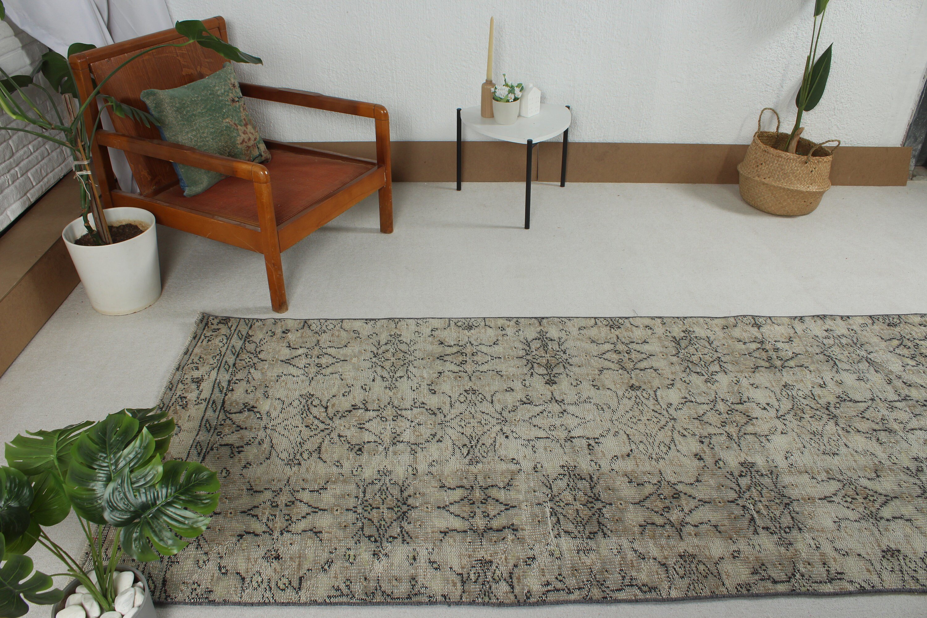 Moroccan Rug, Turkish Rug, Kitchen Rug, 3.5x8.7 ft Area Rugs, Floor Rug, Beige Bedroom Rug, Vintage Rugs, Aztec Rug, Rugs for Bedroom