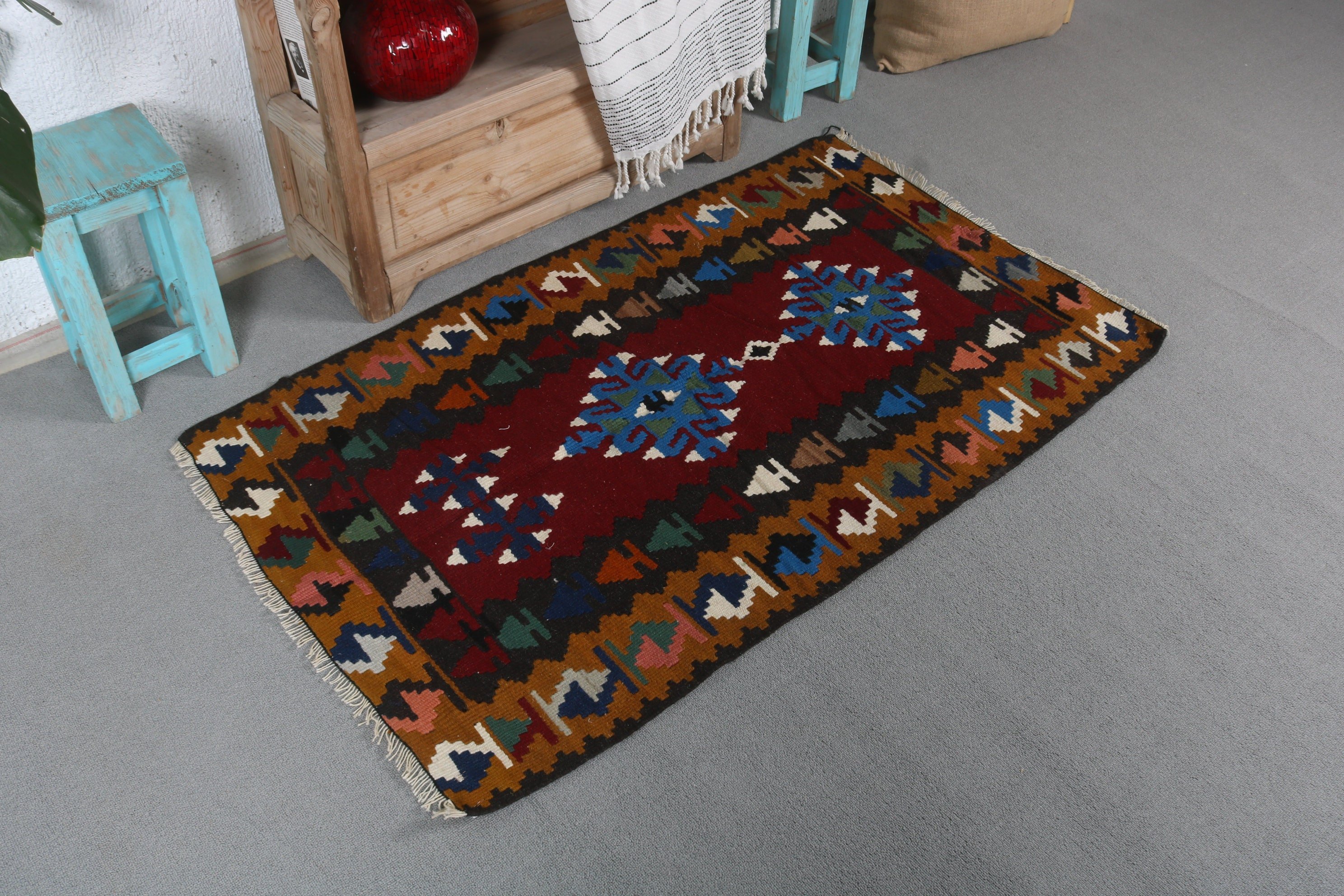 Araba Paspas Halısı, Kırmızı Fas Halısı, Türk Halıları, Araba Paspas Halıları, Fas Halısı, 2.6x4.4 ft Küçük Halı, Mutfak Halısı, Kilim, Vintage Halılar