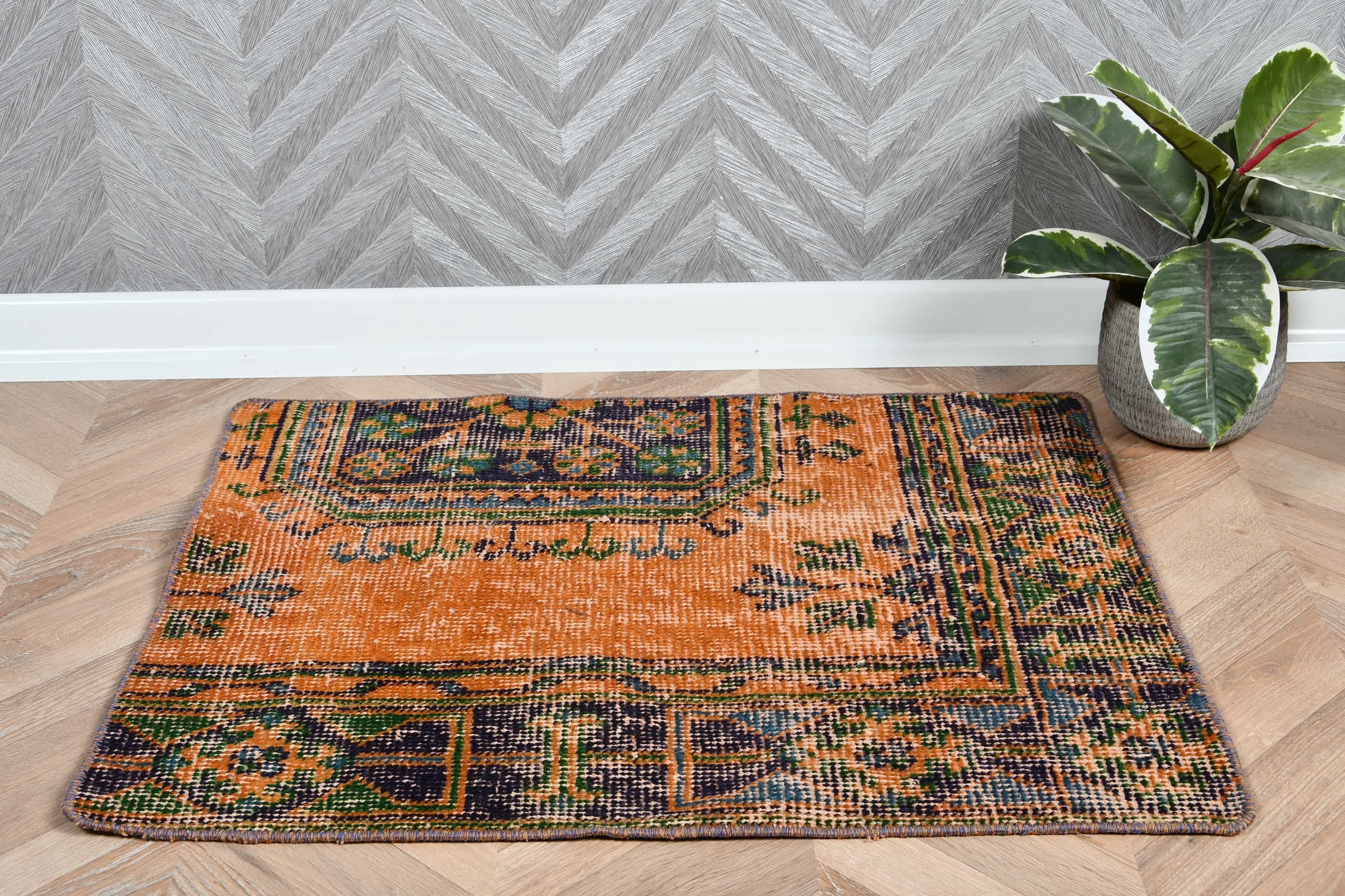 Bathroom Rug, Orange  1.9x2.4 ft Small Rug, Oushak Rugs, Rugs for Wall Hanging, Bedroom Rugs, Vintage Rug, Turkish Rugs