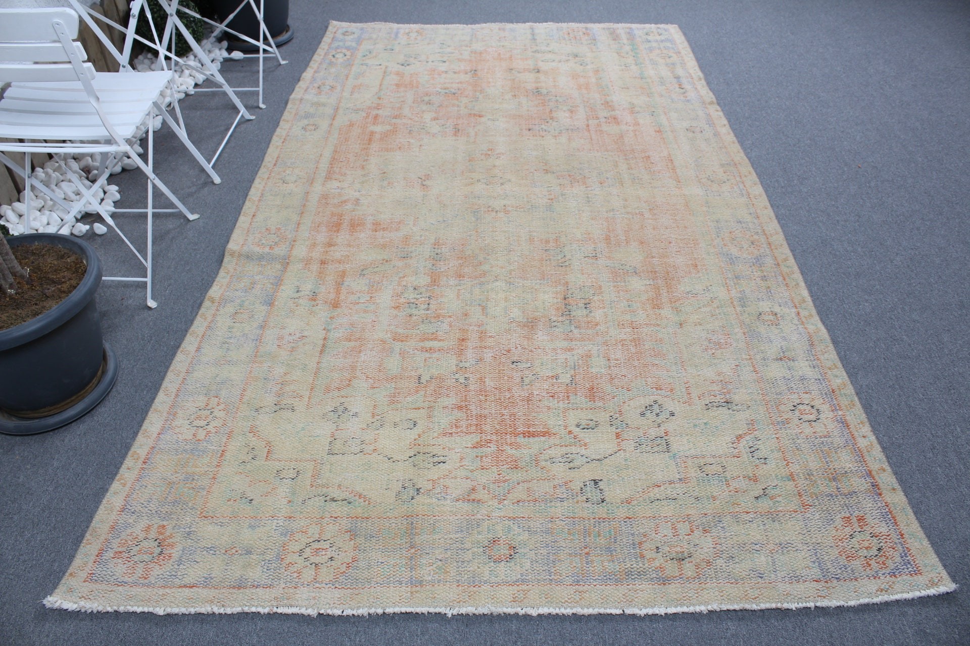 Vintage Rugs, Antique Rug, Turkish Rug, Yellow Kitchen Rug, Anatolian Rugs, 5.4x9.3 ft Large Rug, Turkey Rug, Salon Rugs, Living Room Rug