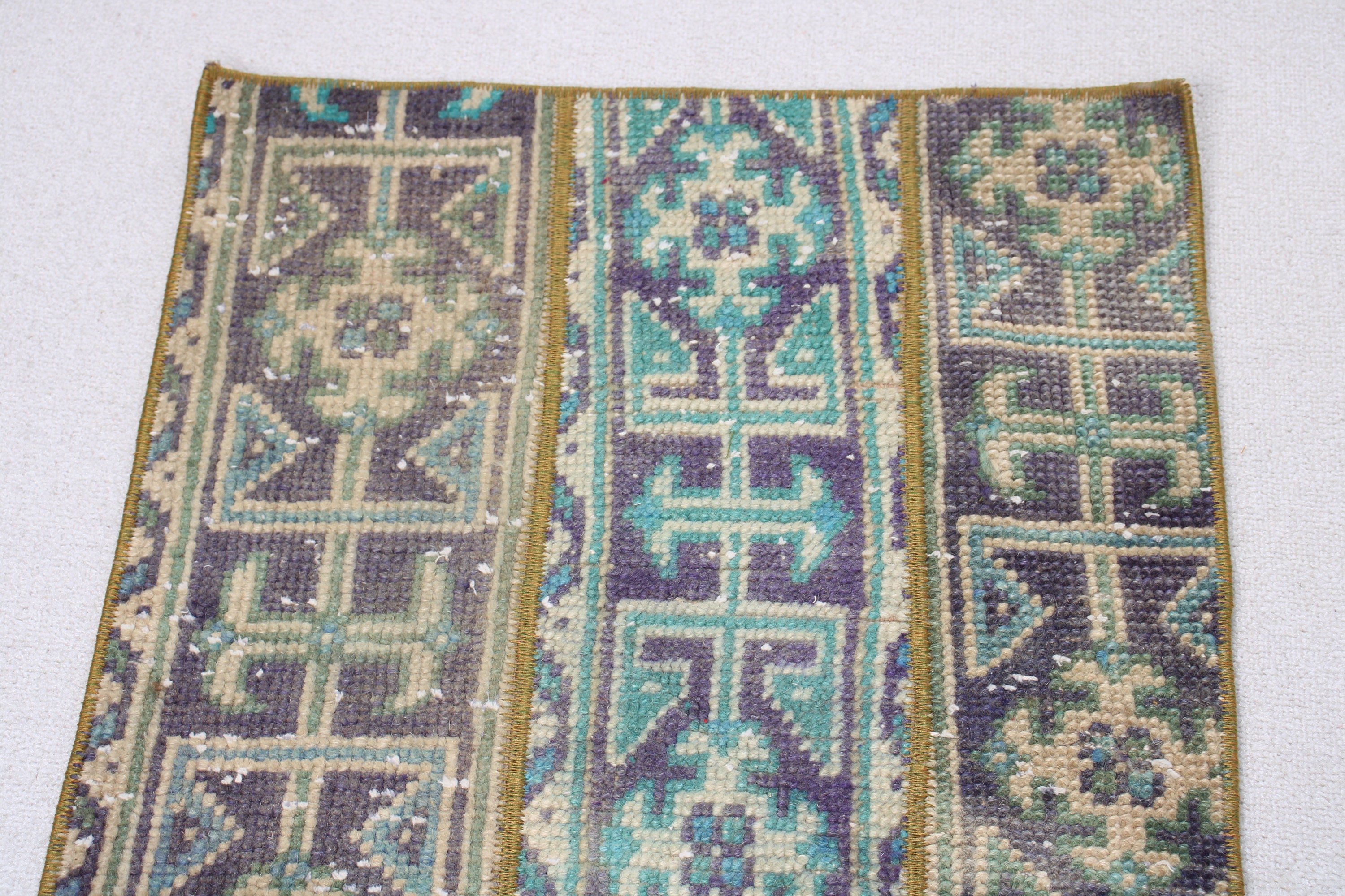 Mavi El Dokuma Halılar, 1.7x3.9 ft Küçük Halı, Vintage Halı, Lüks Halılar, Duvara Asılı Halılar, Türk Halısı, Fas Halısı, Boho Halıları, Banyo Halıları