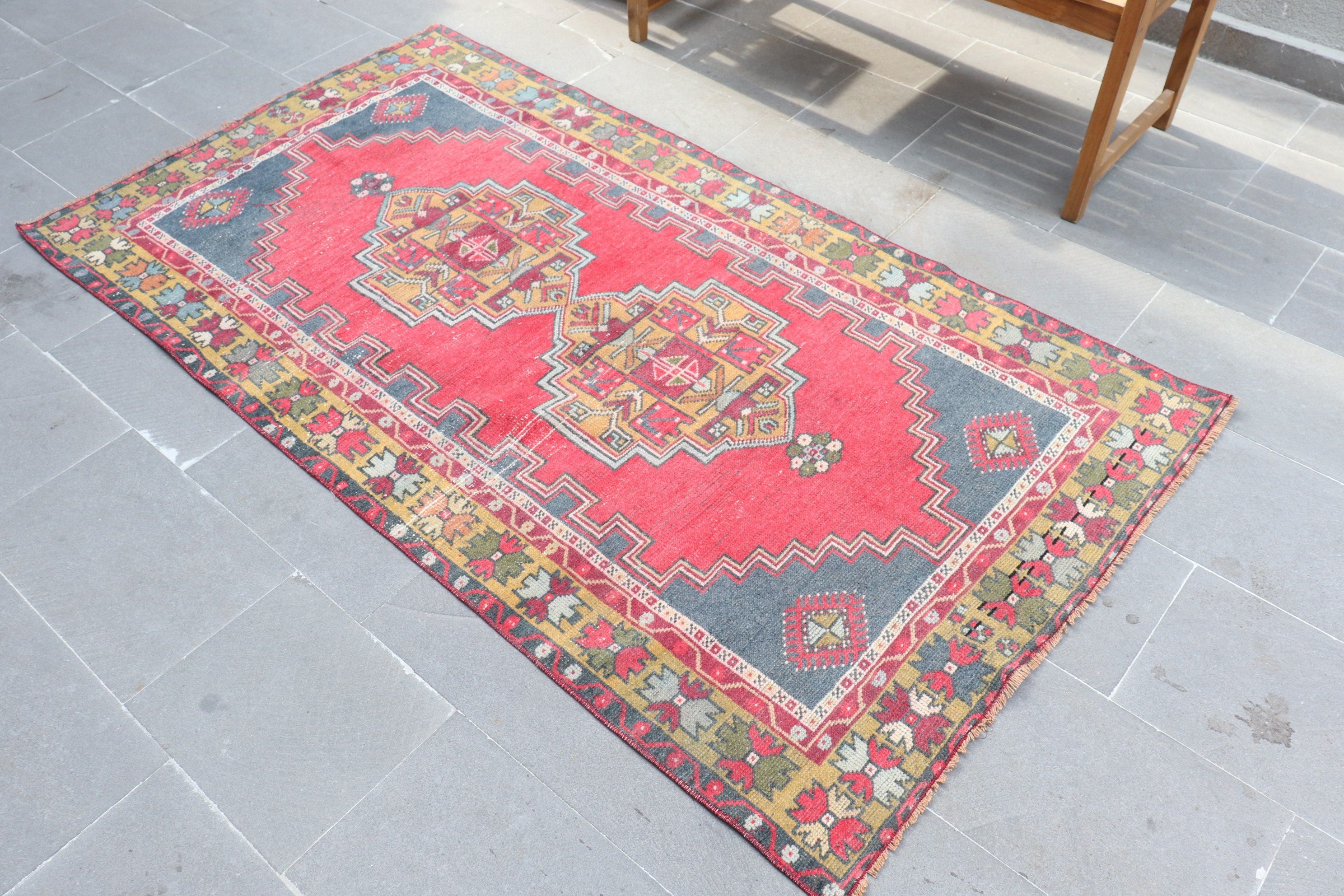 3.7x7 ft Area Rug, Oriental Rug, Pink Oushak Rug, Rugs for Area, Vintage Rug, Anatolian Rug, Nursery Rug, Kitchen Rugs, Turkish Rugs