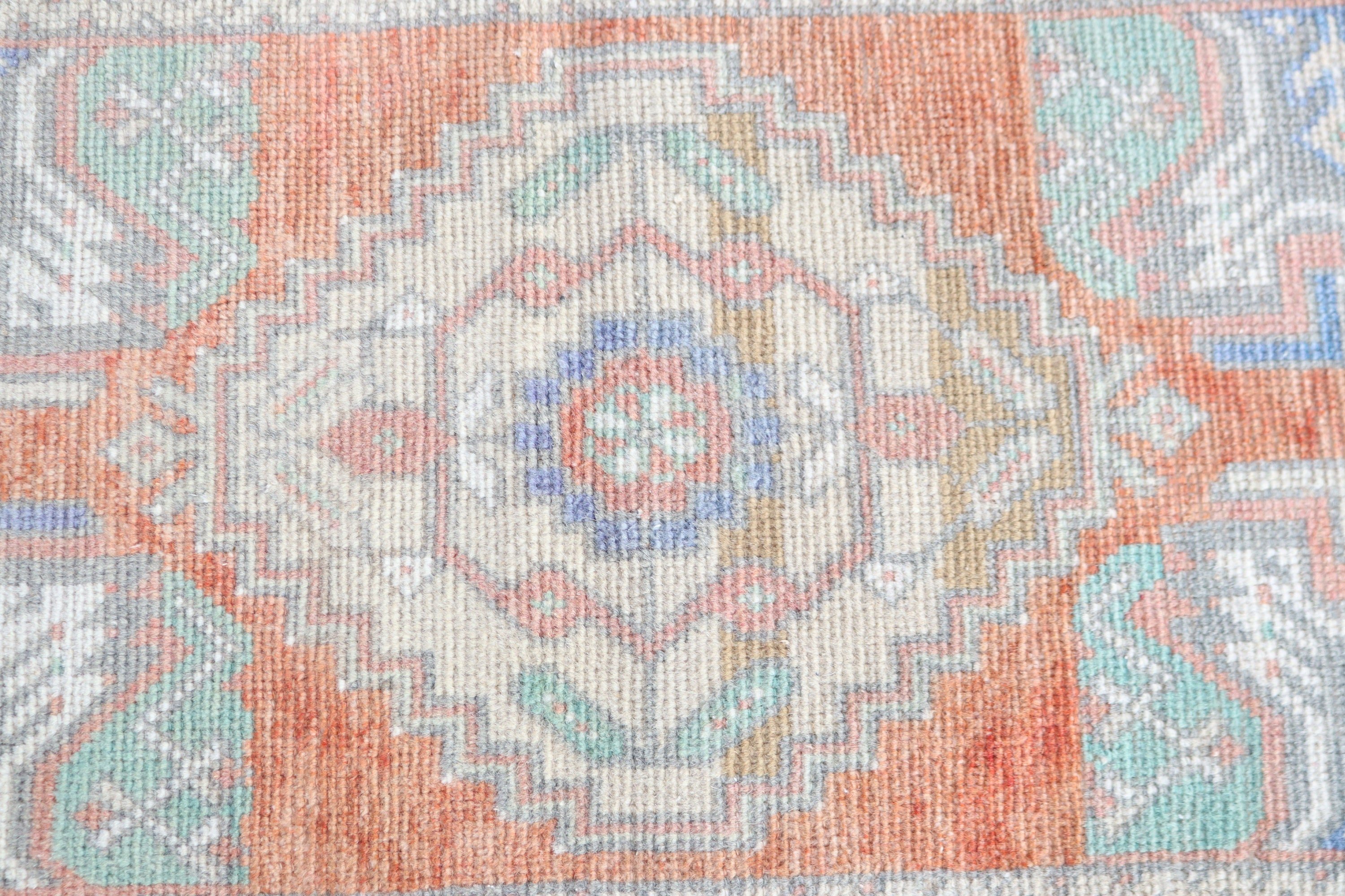 Home Decor Rugs, Turkish Rug, Orange Modern Rug, Turkey Rug, Small Area Rug, Kitchen Rug, 1.5x3.1 ft Small Rug, Wool Rugs, Vintage Rugs