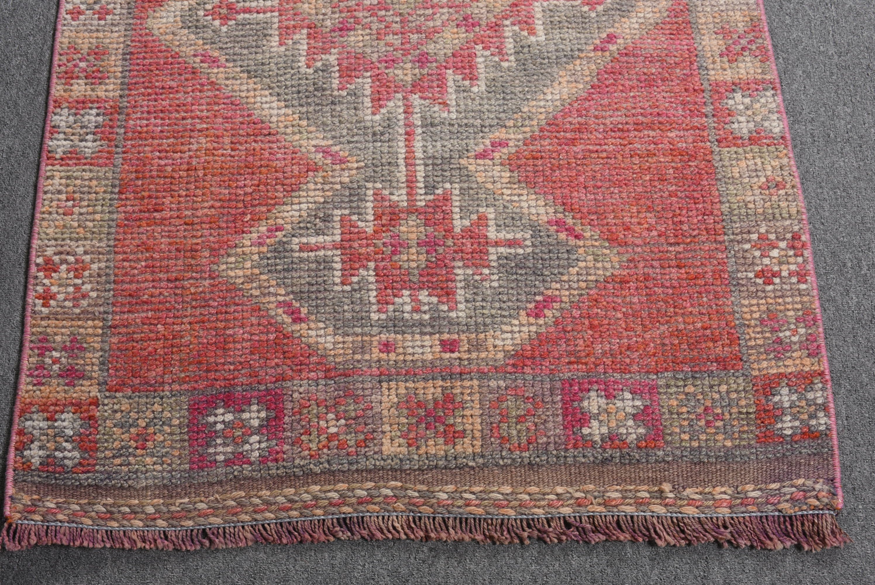 Pink Oriental Rugs, Rugs for Runner, Turkish Rug, Vintage Rugs, Oushak Rug, Corridor Rugs, 2.7x10.2 ft Runner Rugs, Art Rug, Anatolian Rug