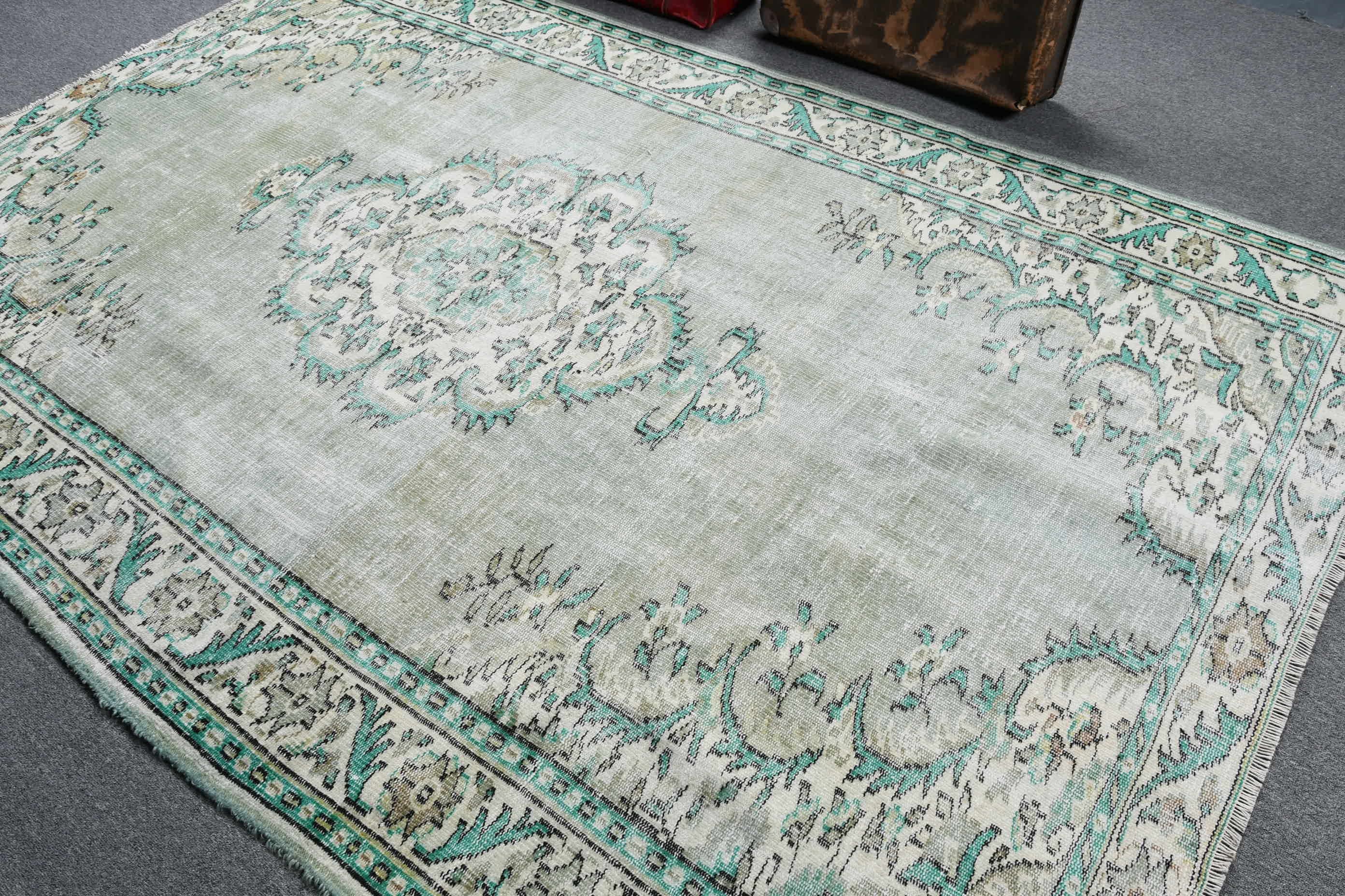 Turkish Rugs, Green Kitchen Rugs, 6.1x9.2 ft Large Rugs, Bedroom Rug, Rugs for Dining Room, Vintage Rugs, Dining Room Rug, Home Decor Rugs