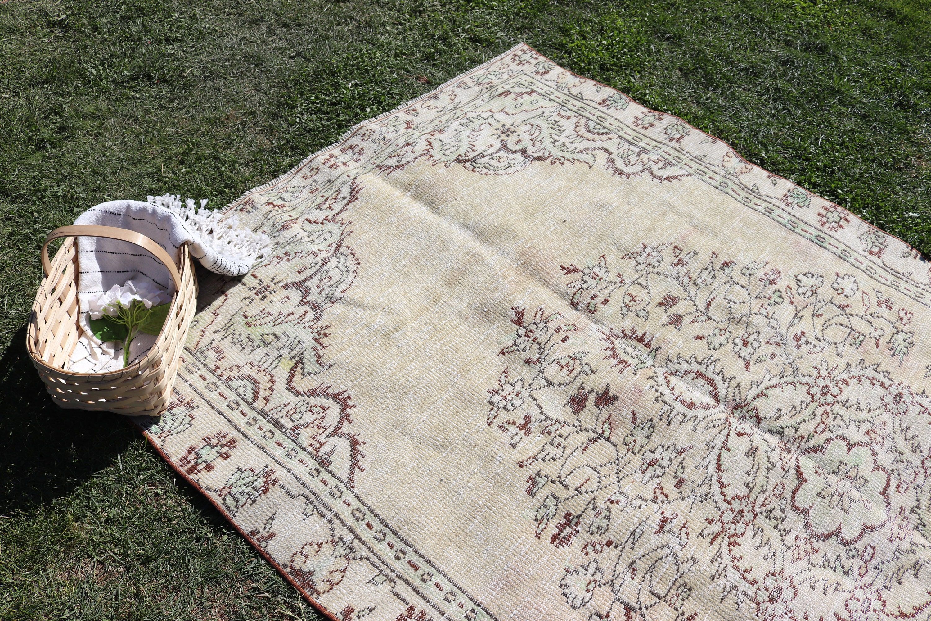 Ev Dekor Halısı, Yeşil Oryantal Halı, Yatak Odası Halısı, Oturma Odası Halısı, Fas Halısı, 5.2x9.3 ft Büyük Halı, Vintage Halı, Türkiye Halıları, Türk Halısı