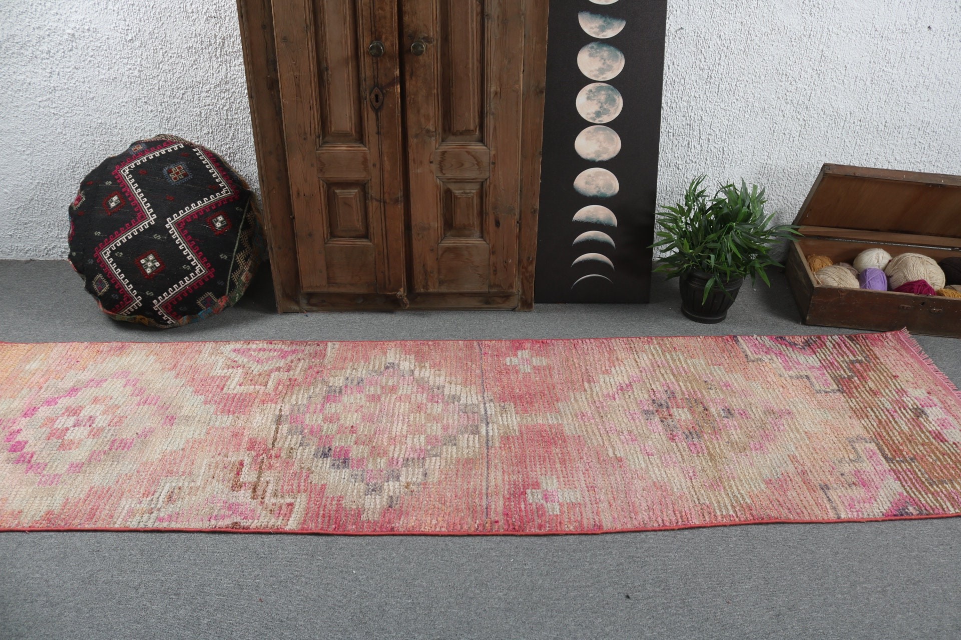 Turuncu Yatak Odası Halısı, Vintage Halılar, Yer Halısı, Fas Halıları, Koridor Halısı, Türk Halısı, Beni Ourain Runner Halısı, 2.6x9.7 ft Runner Halıları