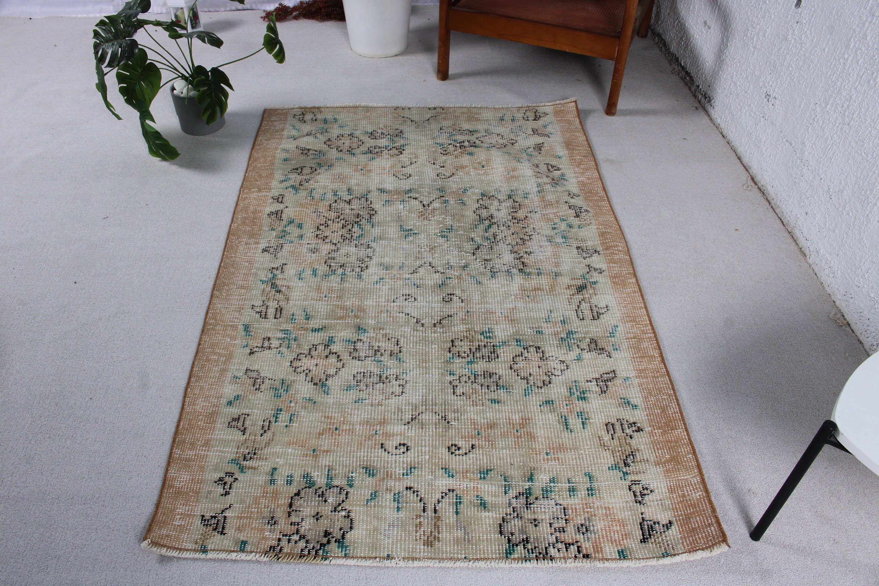 Nursery Rugs, Beige Home Decor Rugs, 3.6x5.4 ft Accent Rug, Turkish Rug, Vintage Accent Rugs, Vintage Rugs, Geometric Rug