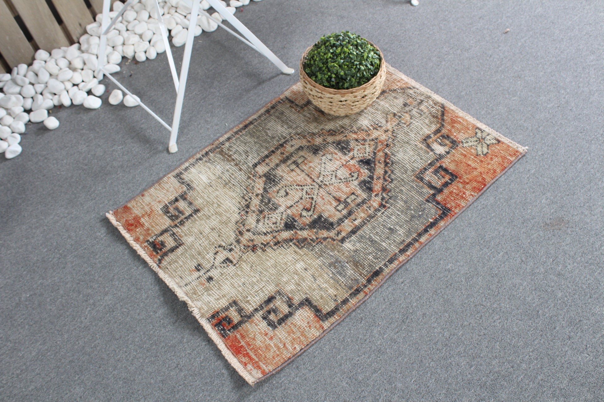 Rugs for Bathroom, Turkish Rugs, Kitchen Rug, Antique Rugs, Gray Cool Rug, 2.1x2.9 ft Small Rugs, Vintage Rug, Bedroom Rug, Moroccan Rug