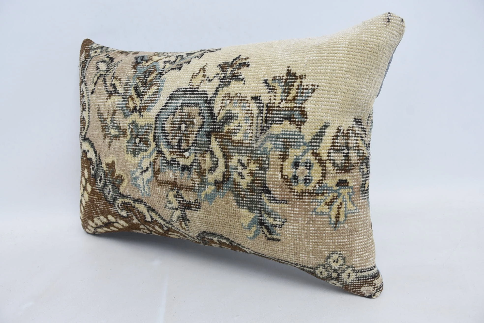 16"x24" Brown Pillow Sham, Boho Pillow, Throw Kilim Pillow, Turkish Rugs Cushion Case, Wool Kilim Pillow Pillow, Boho Pillow Sham Cover