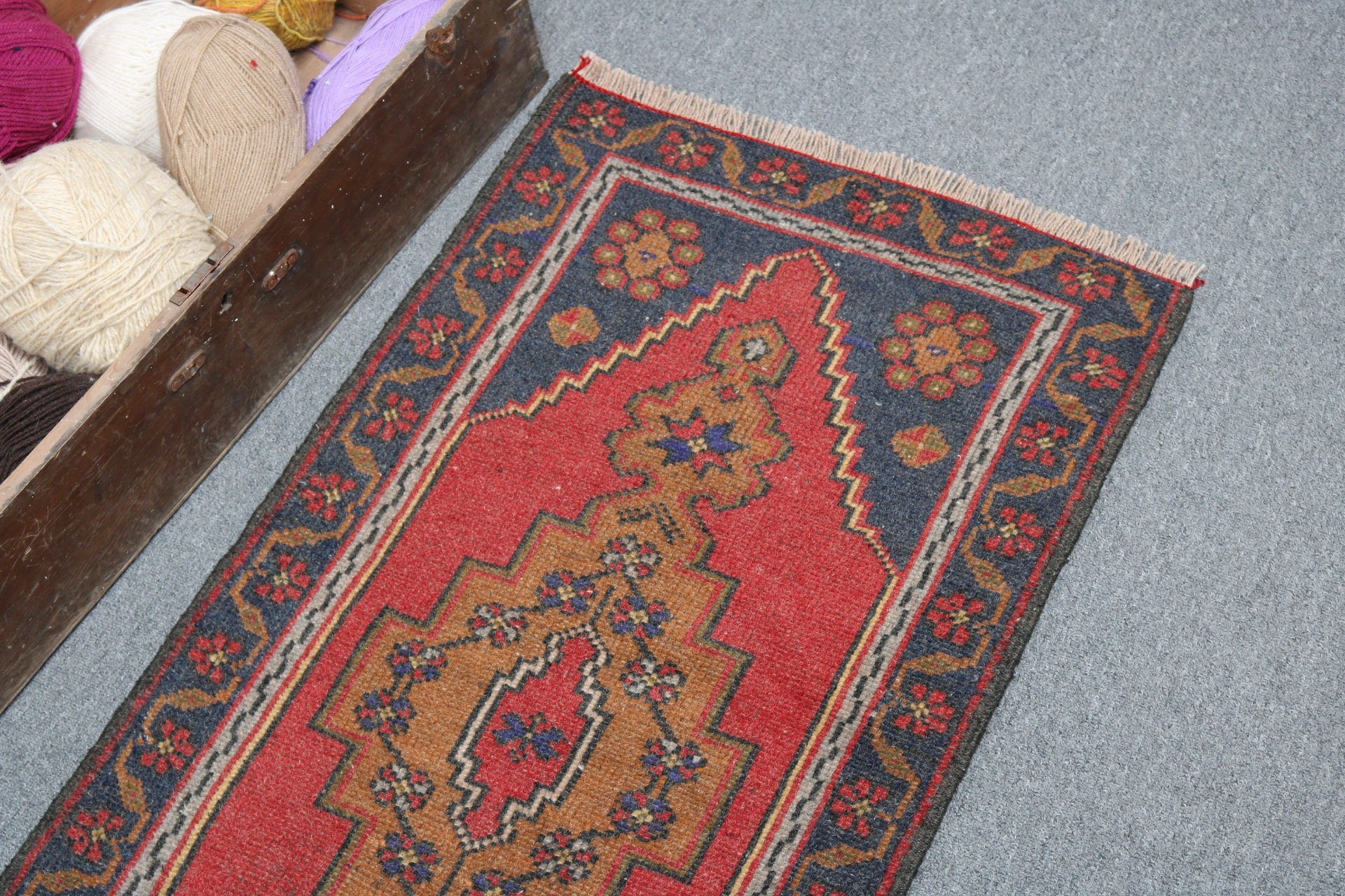 Turkish Rugs, Statement Rugs, Vintage Rug, Boho Rug, 1.8x3.4 ft Small Rugs, Entry Rug, Wall Hanging Rugs, Kitchen Rugs, Red Oriental Rug