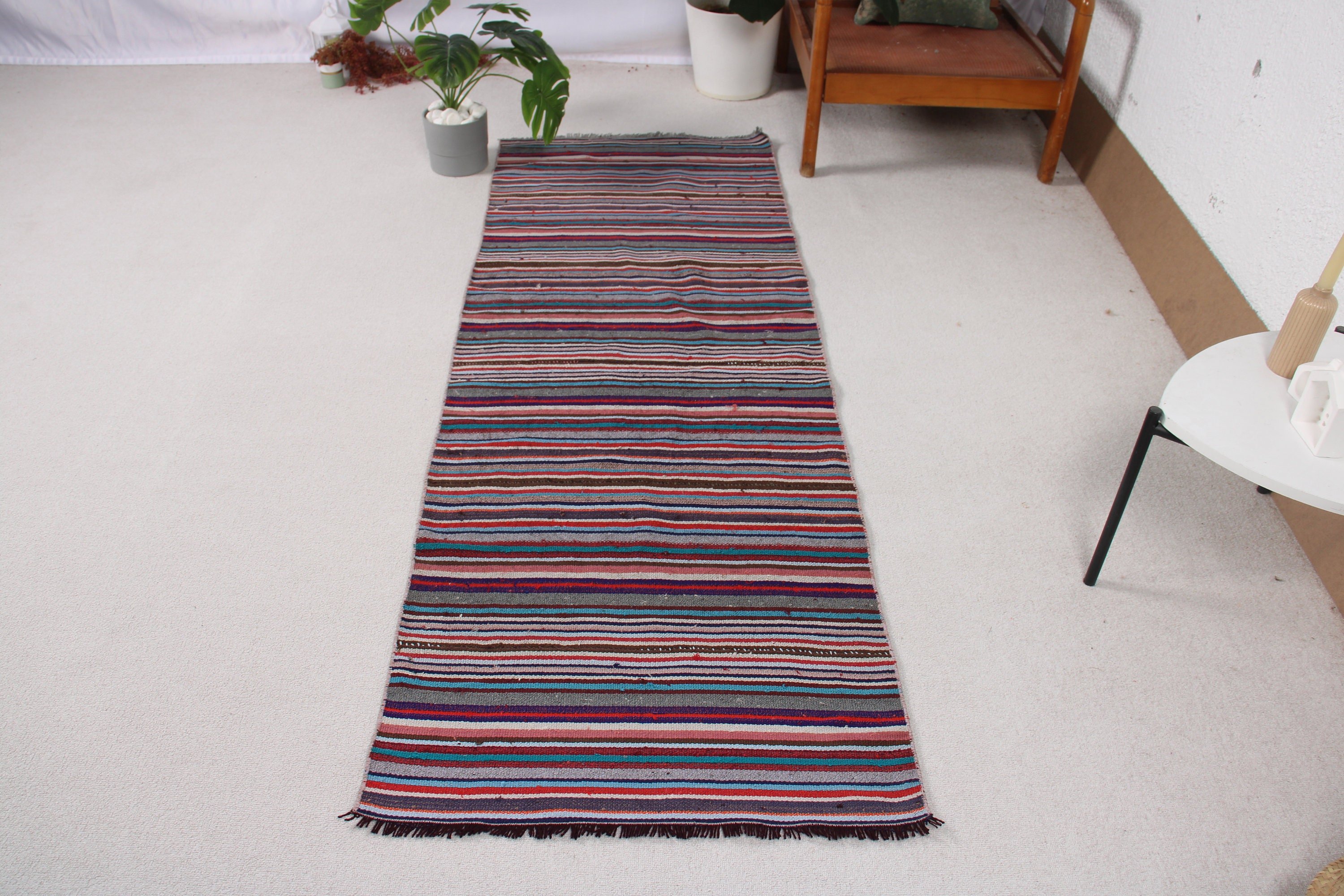 Kilim, Purple Oushak Rug, Turkish Rugs, Beni Ourain Runner Rugs, Moroccan Rugs, Vintage Rug, 2.5x6.8 ft Runner Rugs, Neutral Rugs