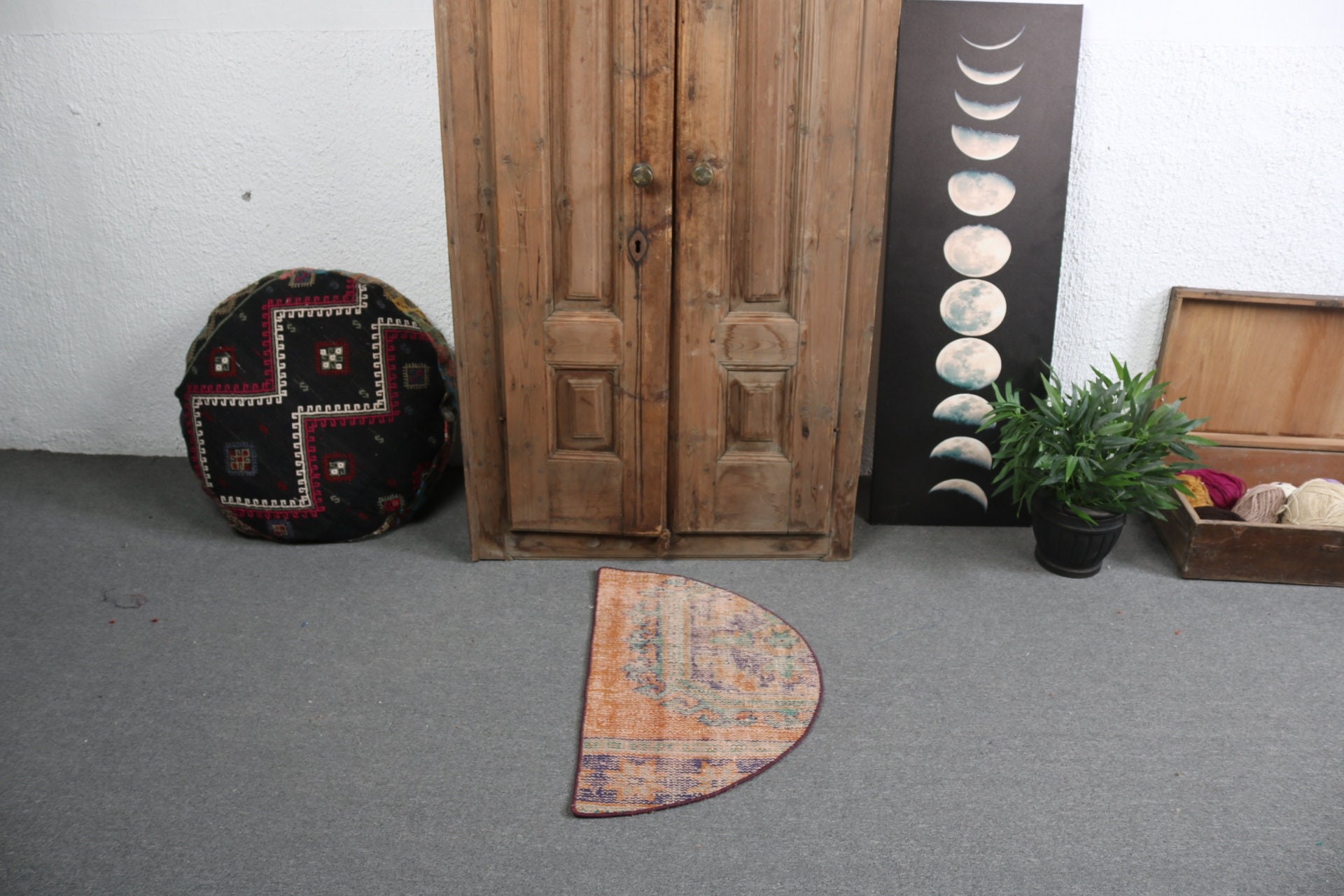 Araba Paspas Halısı, Havalı Halılar, Modern Halılar, Turuncu Antika Halılar, Etnik Halılar, 2,5x1,5 ft Küçük Halılar, Vintage Halı, Küçük Boho Halıları, Türk Halıları