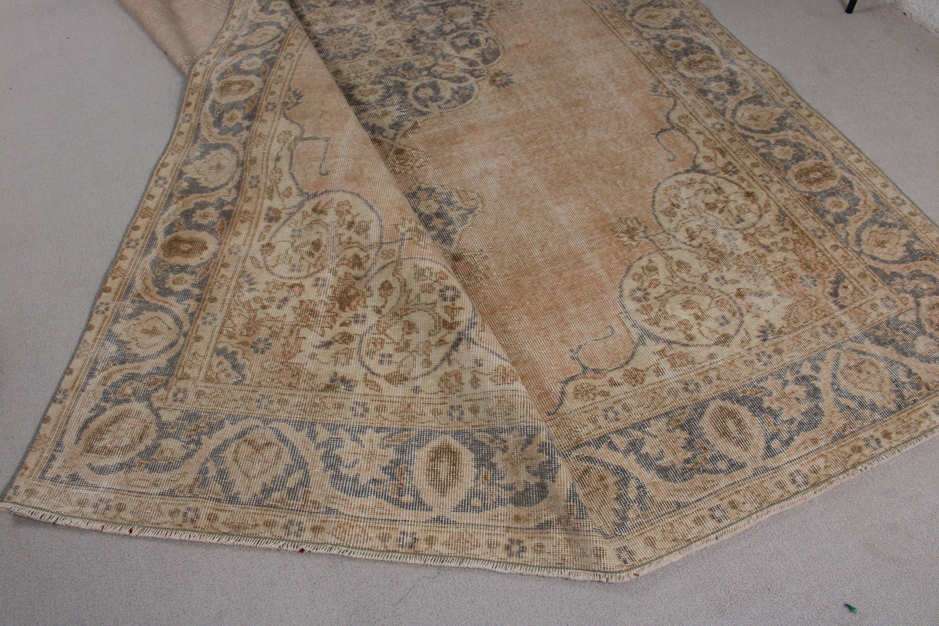 Vintage Dekor Halı, Bej Boho Halı, Büyük Vintage Halı, Vintage Halı, Havalı Halı, Türk Halıları, 6.7x10.2 ft Büyük Halı, Salon Halısı, Antika Halılar