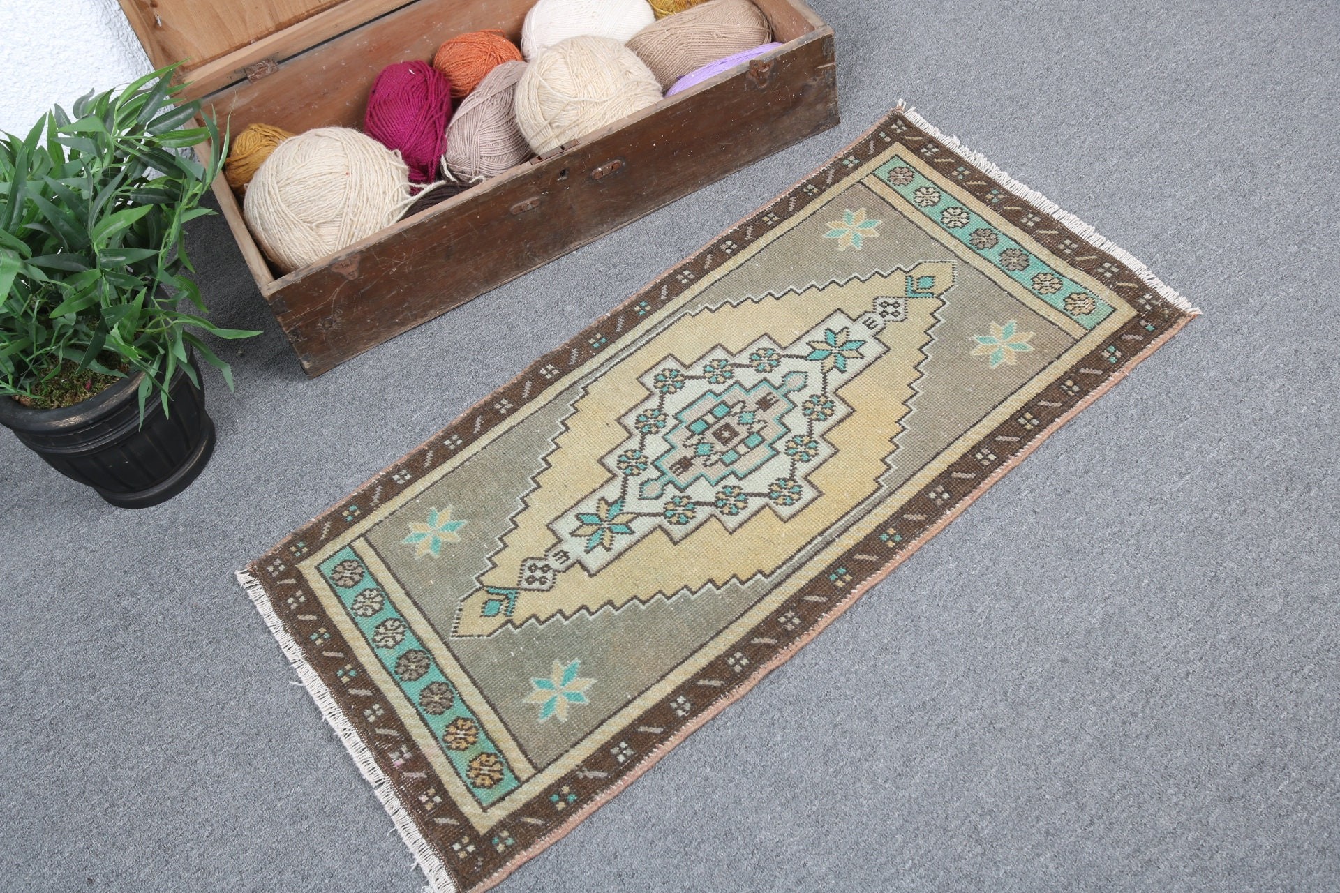 Turkish Rugs, Oushak Rug, Floor Rugs, Rugs for Bath, Nursery Rug, 1.6x3.2 ft Small Rug, Modern Rug, Bath Rugs, Green Boho Rug, Vintage Rug