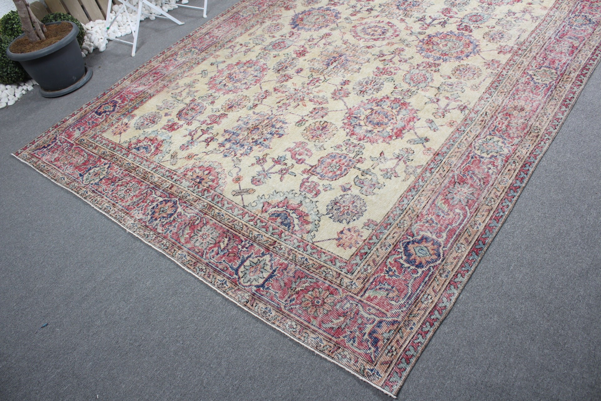 Turkish Rugs, Antique Rugs, Beige Floor Rugs, Saloon Rug, Vintage Rugs, Art Rug, 7.2x11.1 ft Oversize Rug, Anatolian Rug, Dining Room Rugs