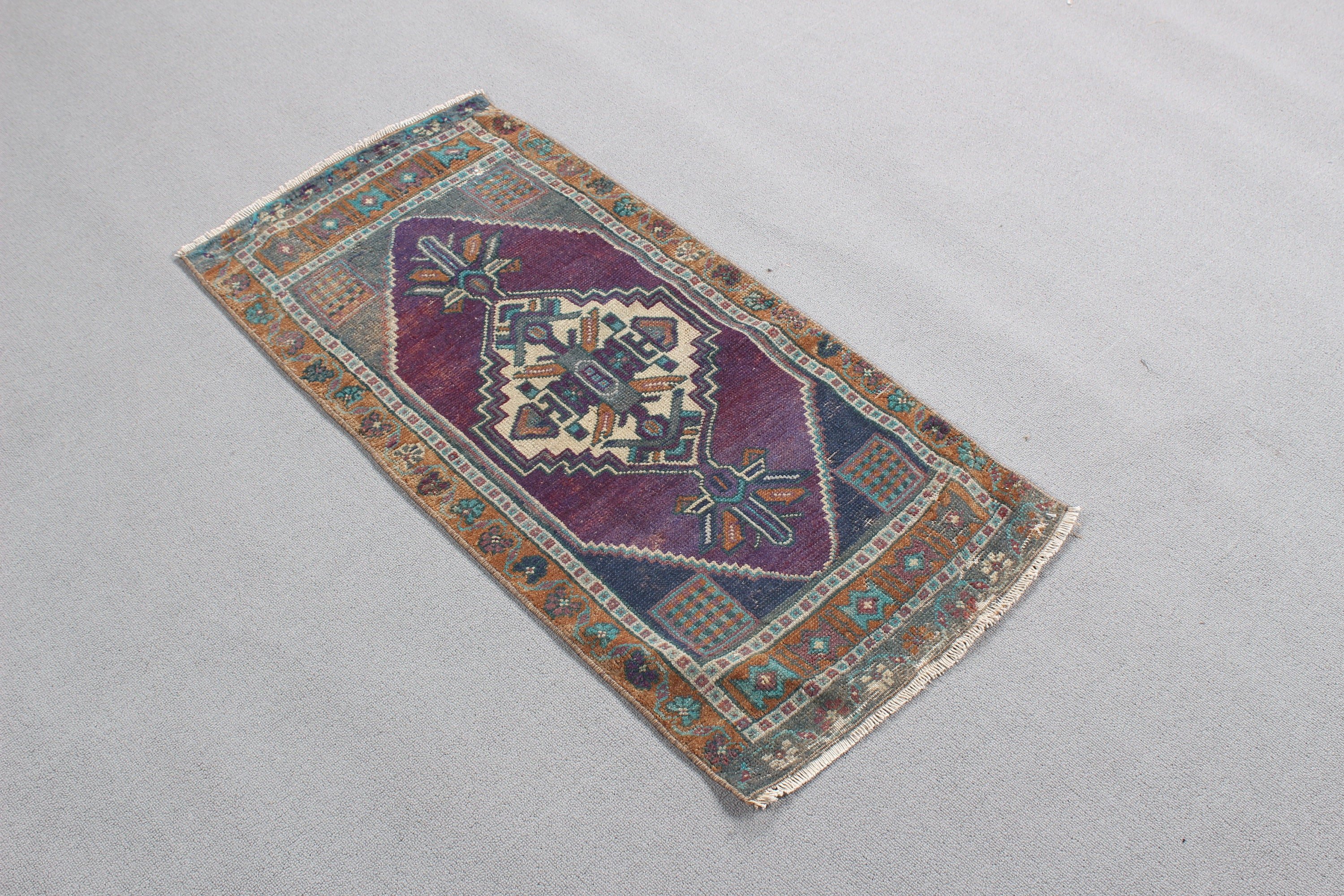 Kapı Paspas Halıları, Yatak Odası Halıları, Küçük Boho Halı, Boho Halılar, Vintage Halı, 1.6x3.5 ft Küçük Halılar, Estetik Halı, Türk Halıları, Mor Havalı Halılar