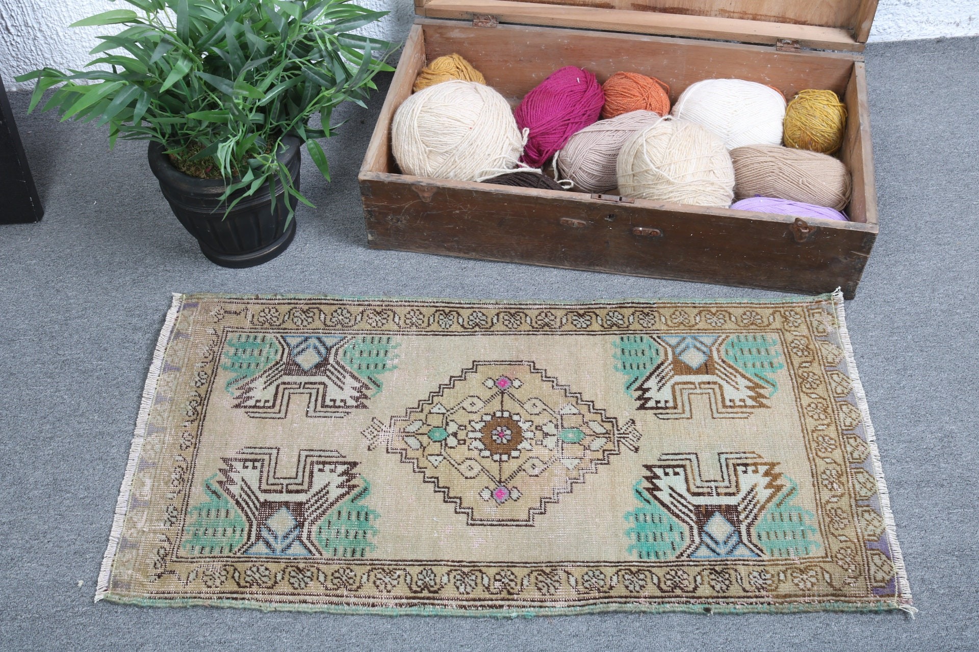 Door Mat Rug, Turkish Rugs, Boho Rug, Small Area Rug, Oriental Rug, Rugs for Bath, 1.6x3.2 ft Small Rugs, Vintage Rug, Beige Kitchen Rugs