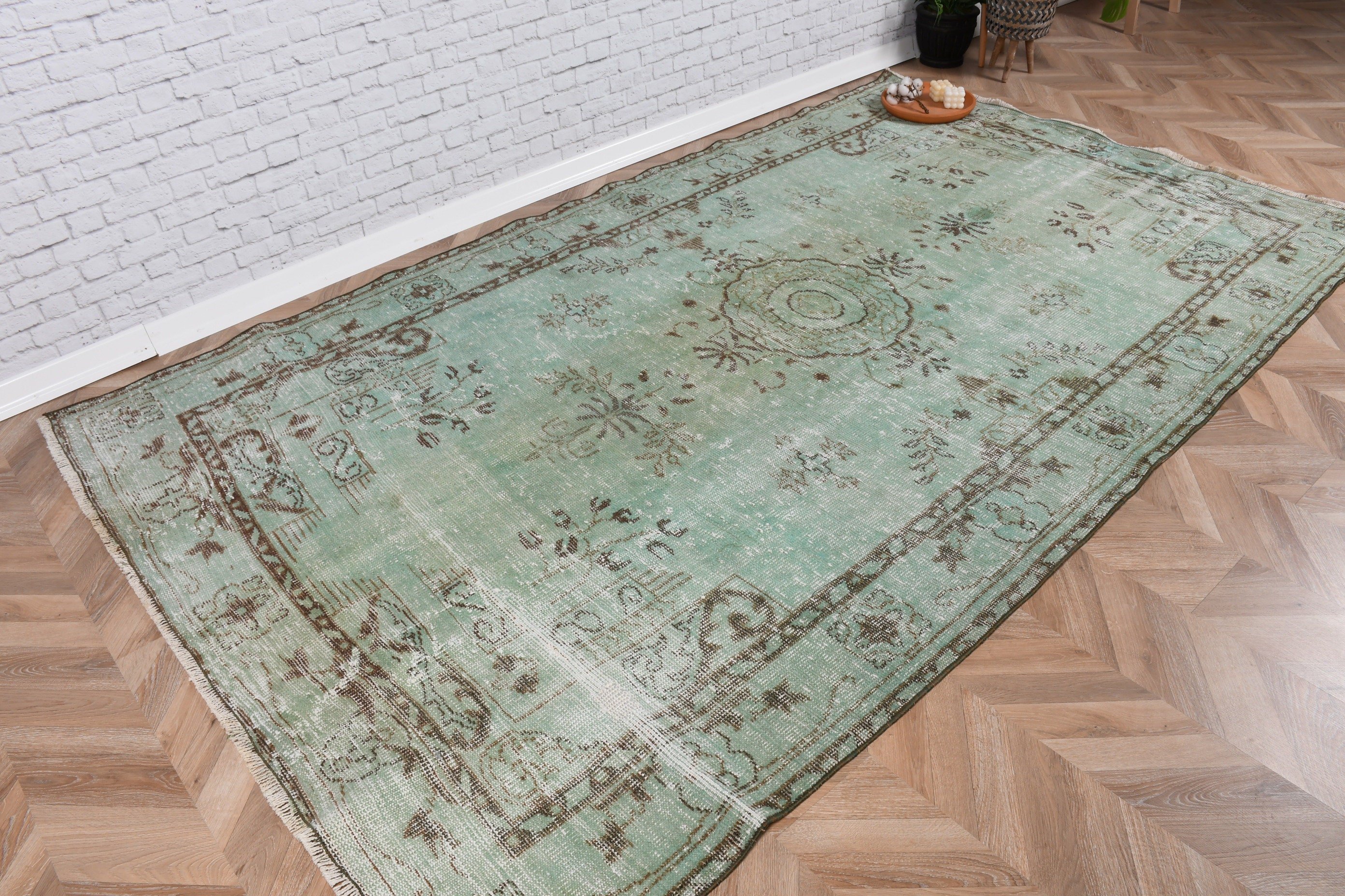 Turkish Rug, Modern Rug, Floor Rugs, 5.7x9.4 ft Large Rug, Vintage Rug, Outdoor Rug, Large Vintage Rugs, Salon Rug, Green Kitchen Rug