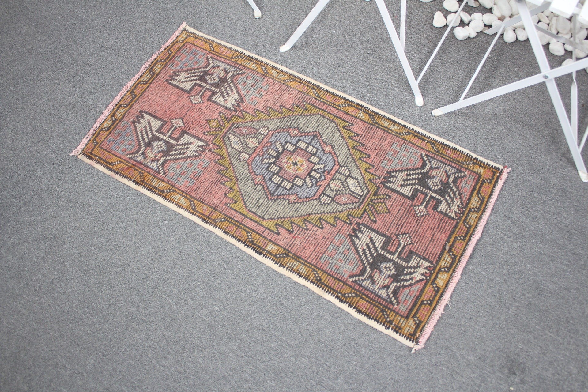 Kitchen Rug, Pink Oushak Rug, 1.7x3.4 ft Small Rug, Wall Hanging Rug, Cute Bath Mat Rug, Entry Rug, Oriental Rugs, Turkish Rug, Vintage Rug