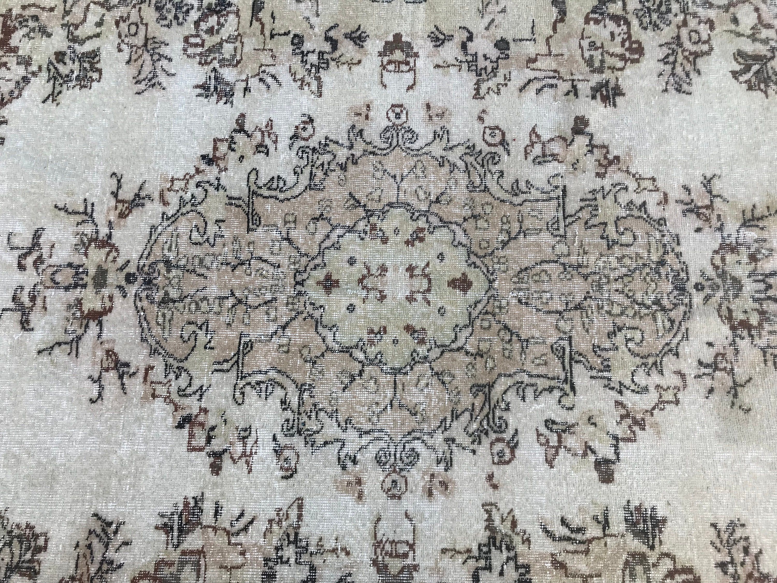 Living Room Rug, Anatolian Rug, 6.3x9.8 ft Large Rug, Salon Rug, White Cool Rugs, Turkish Rugs, Vintage Rug, Turkey Rugs