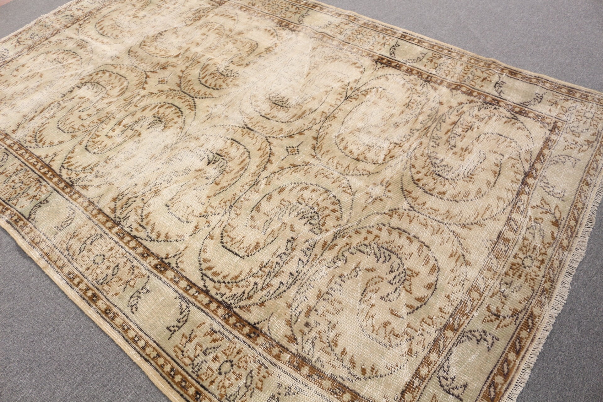 Kitchen Rug, Beige Antique Rugs, Salon Rug, Floor Rug, 6x8.9 ft Large Rugs, Vintage Rug, Rugs for Living Room, Bedroom Rugs, Turkish Rug