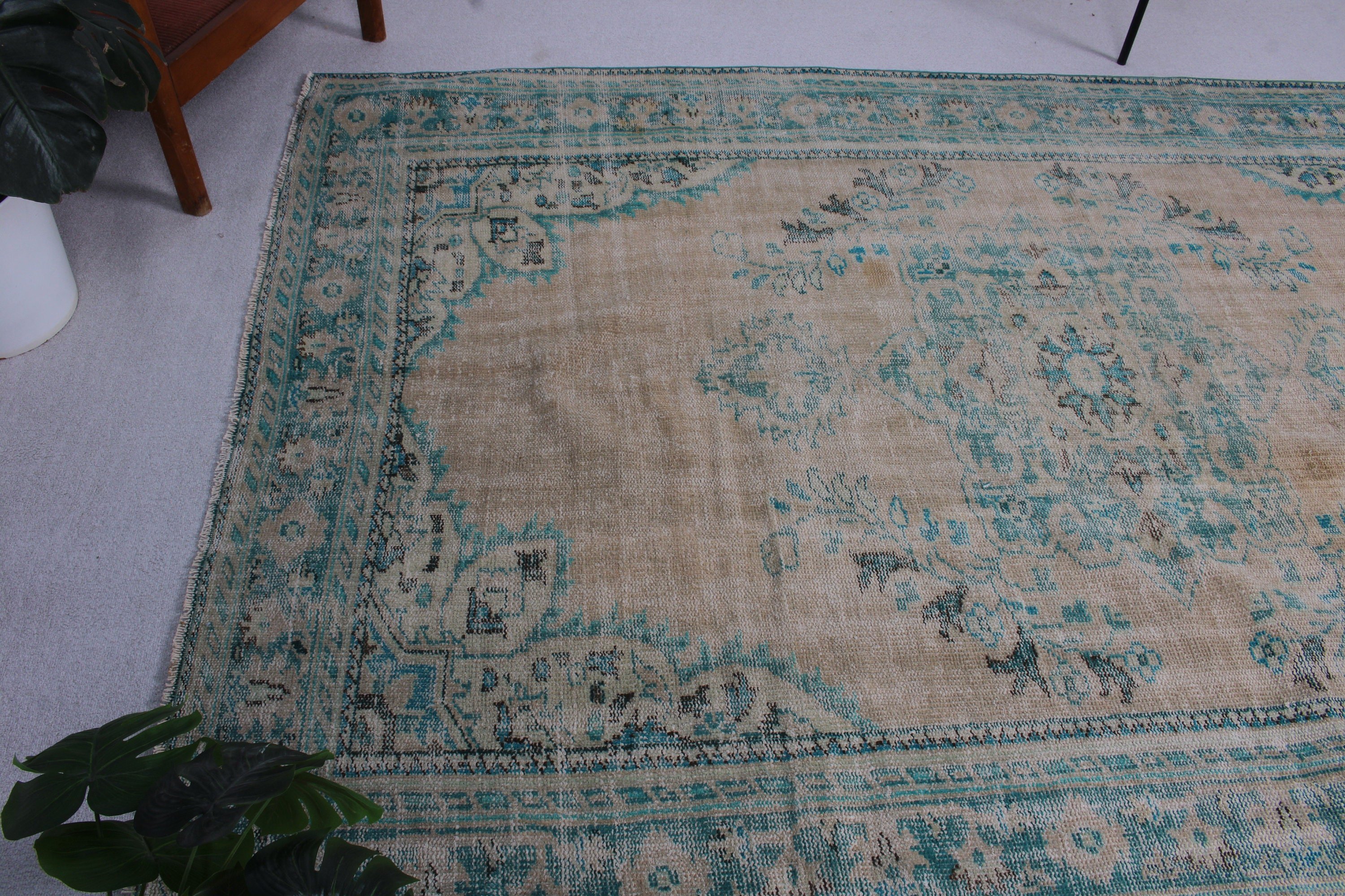 5.8x8.6 ft Büyük Halılar, Bej El Dokuma Halı, Vintage Halı, Türk Halıları, Yemek Odası Halısı, Yün Halılar, Ev Dekor Halıları, Türkiye Halısı, Yatak Odası Halısı