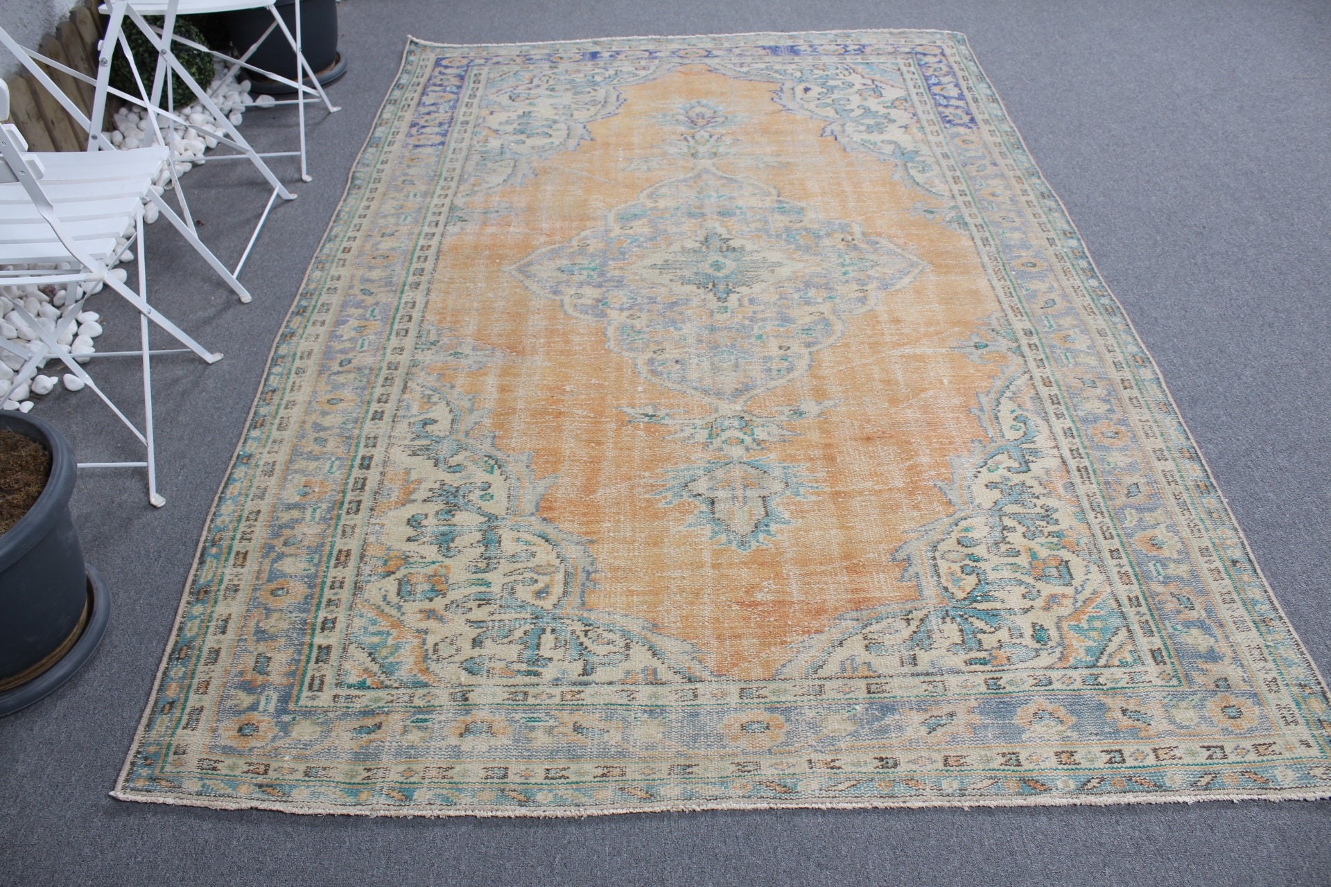 Dining Room Rug, Moroccan Rug, Home Decor Rug, Old Rug, Bedroom Rugs, 5.7x8.6 ft Large Rug, Turkish Rugs, Vintage Rug, Orange Kitchen Rugs