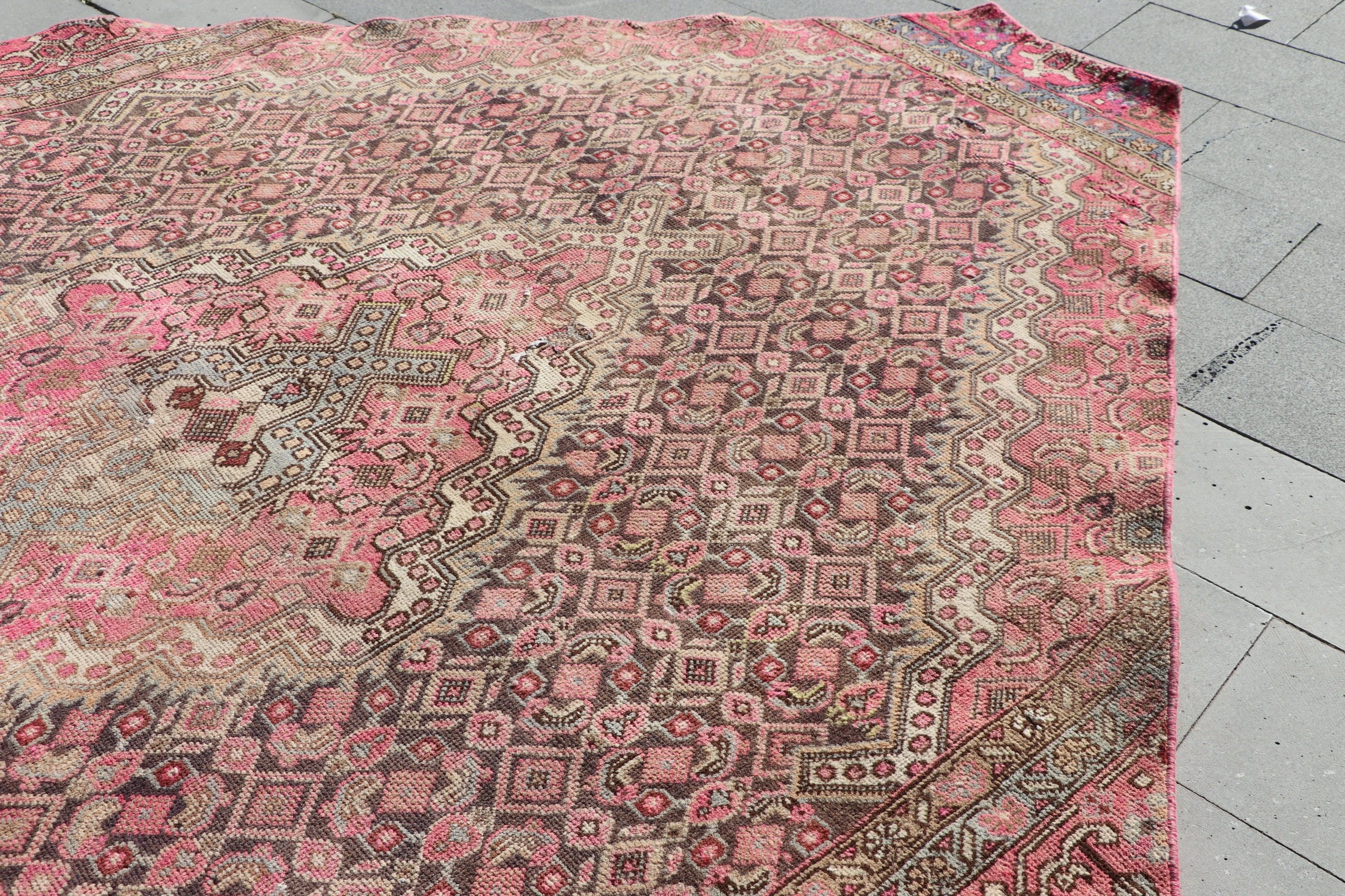 Antika Halı, Pembe Fas Halısı, Salon Halıları, Tasarımcı Halısı, Türk Halıları, 5.6x8.1 ft Büyük Halı, Fas Halısı, Oturma Odası Halısı, Vintage Halı