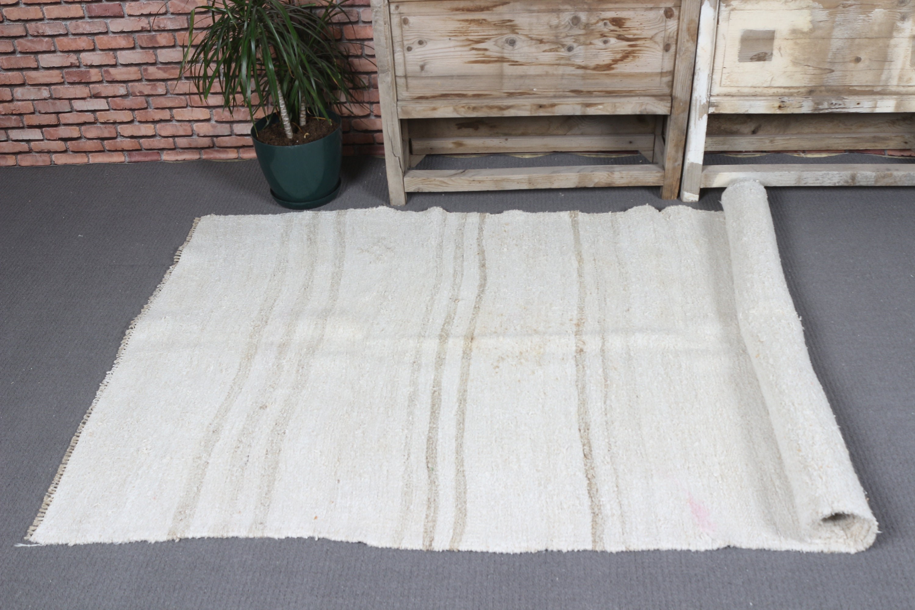 Beige Moroccan Rug, Rugs for Dining Room, Vintage Rug, Turkish Rugs, Floor Rug, Nursery Rug, Bedroom Rug, 3.7x8.6 ft Area Rug, Old Rugs