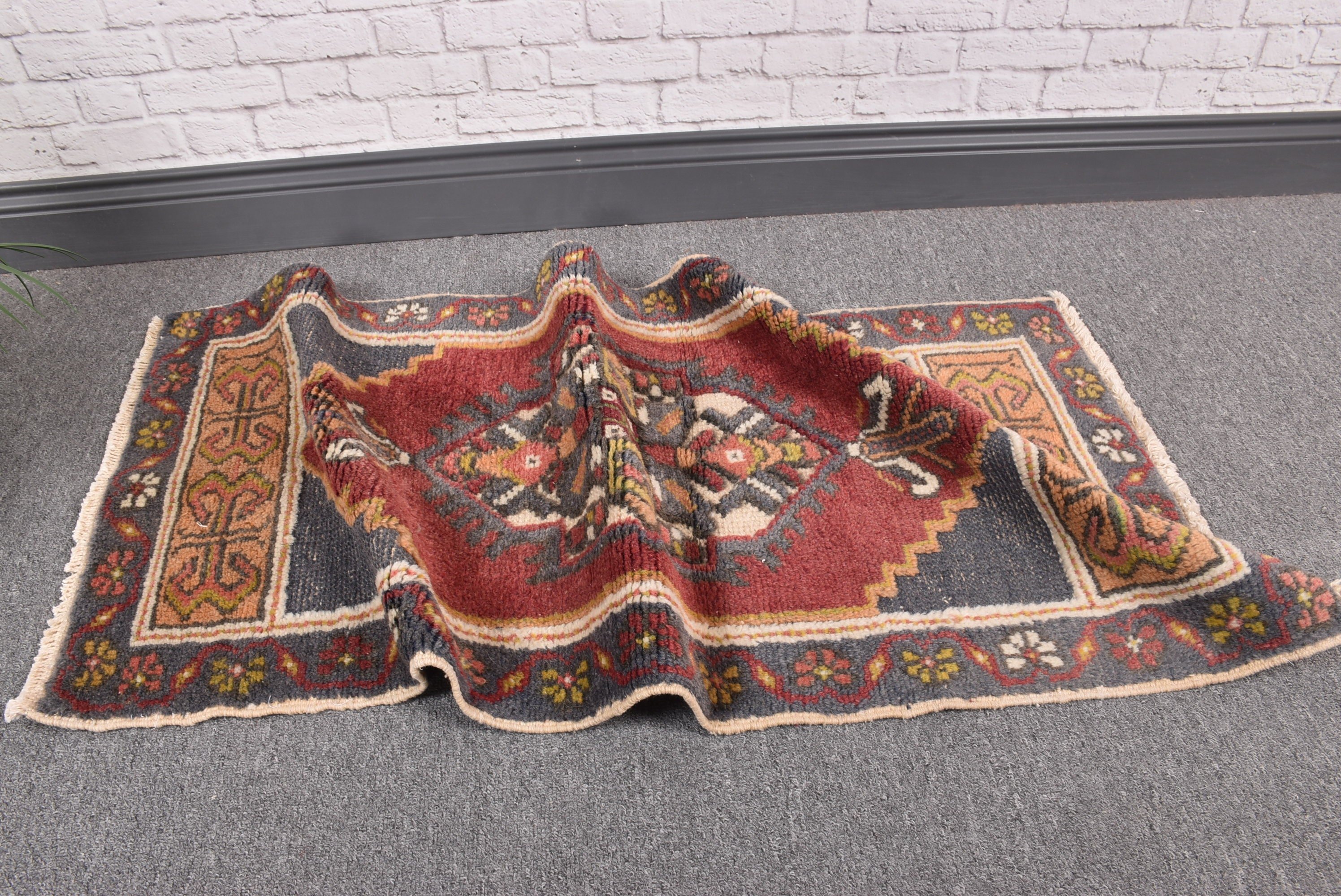 1.6x3.4 ft Küçük Halı, Vintage Halı, Yatak Odası Halıları, Yatak Odası Halısı, Mavi Modern Halı, Türk Halıları, Lüks Halılar, Kapı Paspas Halıları