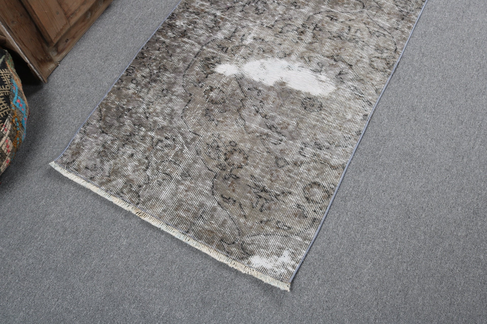 Geometric Rug, Nursery Rugs, Gray Floor Rug, Vintage Rug, Turkish Rug, Antique Rugs, Small Boho Rugs, 2.5x5.2 ft Small Rugs, Artistic Rugs