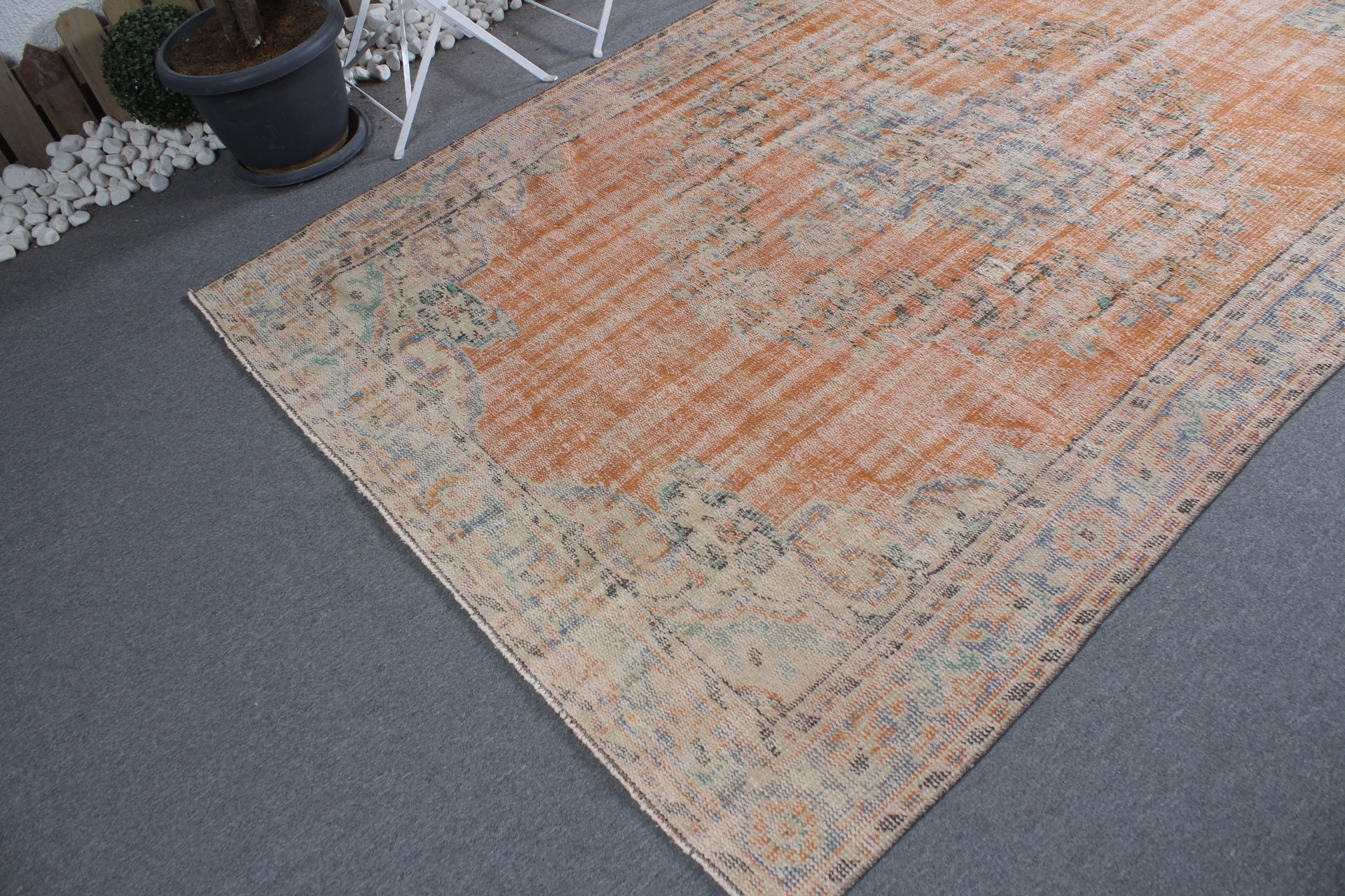 Bedroom Rug, Orange Kitchen Rugs, Turkish Rug, 5.6x8.5 ft Large Rug, Turkey Rug, Salon Rug, Anatolian Rugs, Vintage Rug, Dining Room Rug