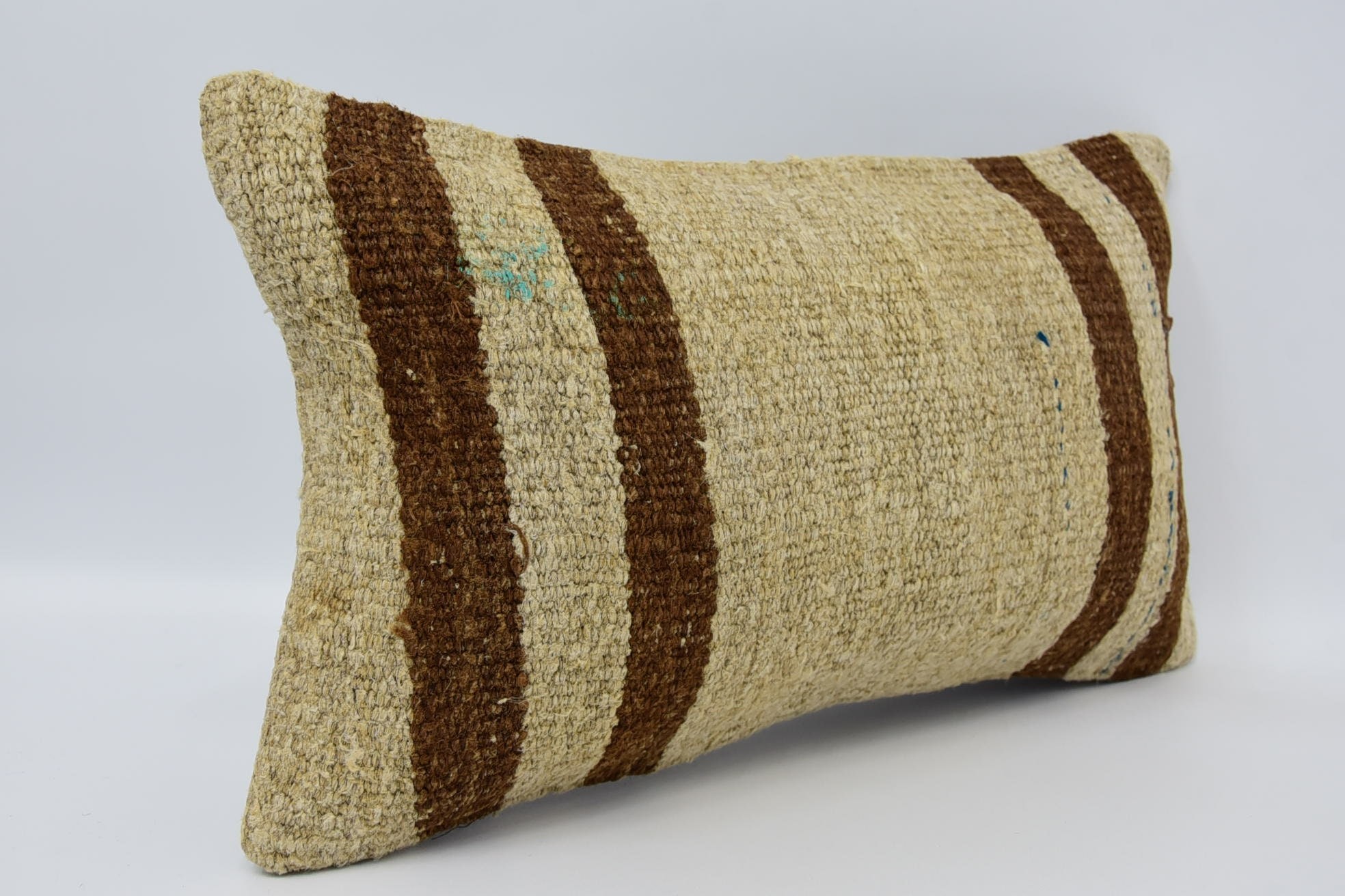 Kilim Cushion Sham, 12"x20" Beige Pillow Cover, Vintage Pillow, Home Decor Pillow, Retro Cushion, Hippie Throw Cushion Case