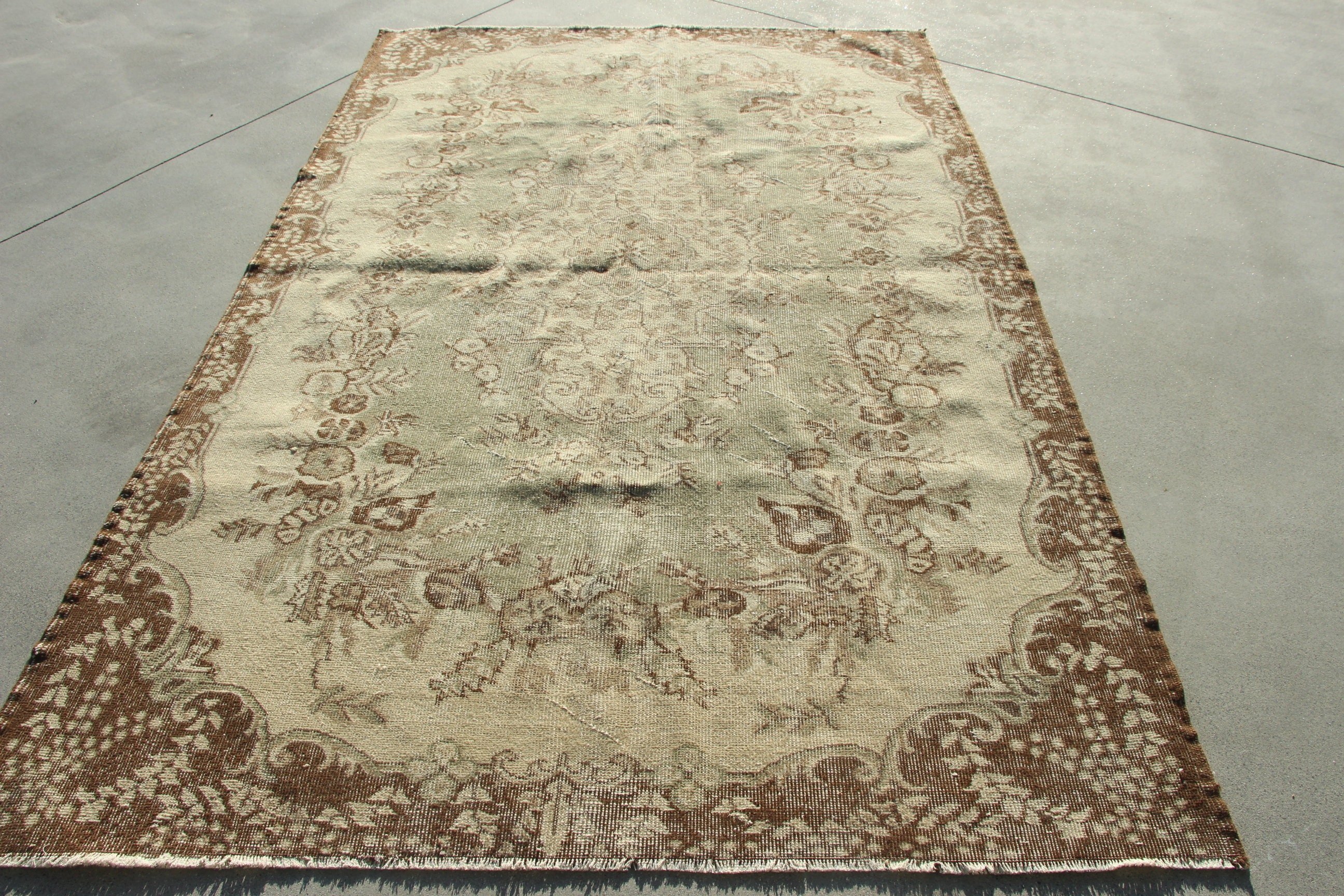 5.4x8.7 ft Büyük Halı, Türk Halısı, Salon Halısı, Kahverengi Lüks Halılar, Geometrik Halı, Yün Halı, Vintage Halı, Yer Halısı, Büyük Boho Halısı, Aztek Halısı