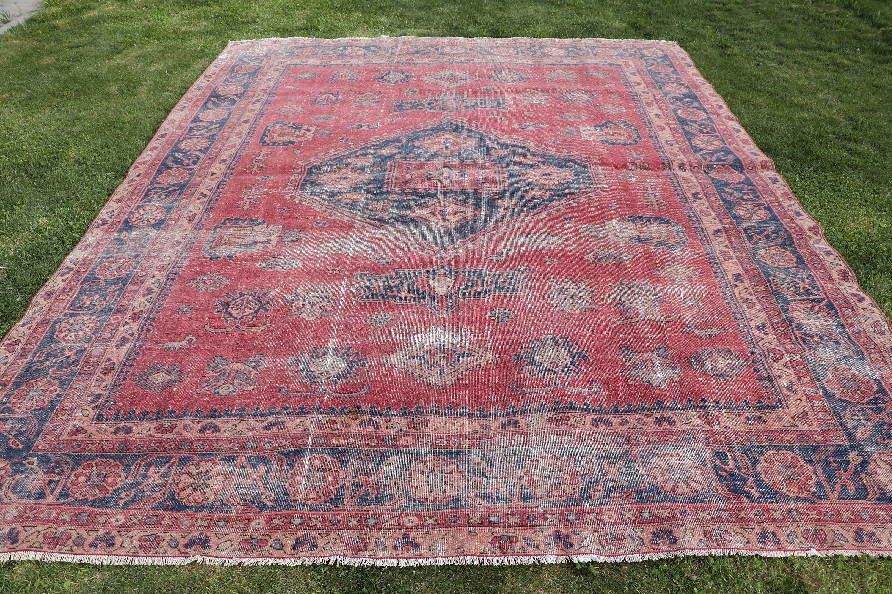 Antika Halılar, Büyük Boy Vintage Halılar, 8.6x11 ft Büyük Boy Halı, Oturma Odası Halısı, Vintage Halı, Türk Halısı, Kırmızı Lüks Halılar, Nötr Halılar