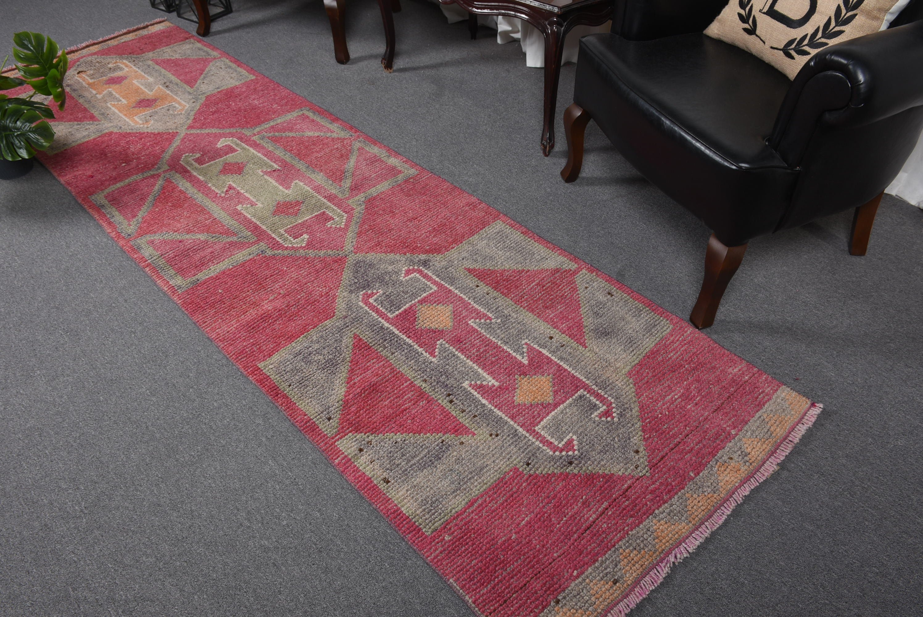 Pink Oushak Rugs, Corridor Rug, Turkish Rugs, Rugs for Corridor, Muted Rug, 2.8x9.8 ft Runner Rugs, Kitchen Rug, Vintage Rug