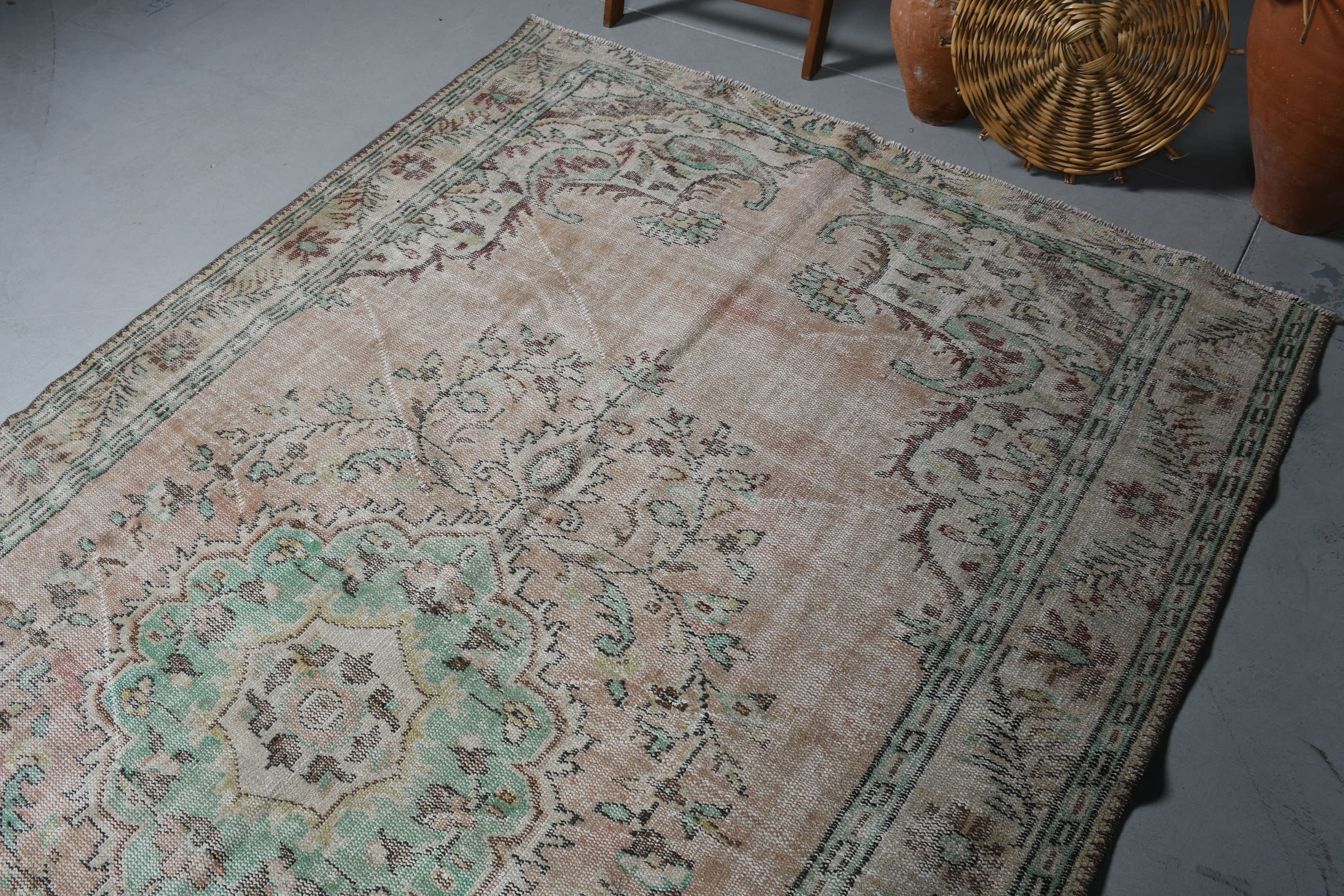 Kitchen Rugs, Living Room Rug, Vintage Rugs, Rugs for Salon, Beige  5.8x9.7 ft Large Rug, Bedroom Rug, Turkish Rugs, Wool Rug