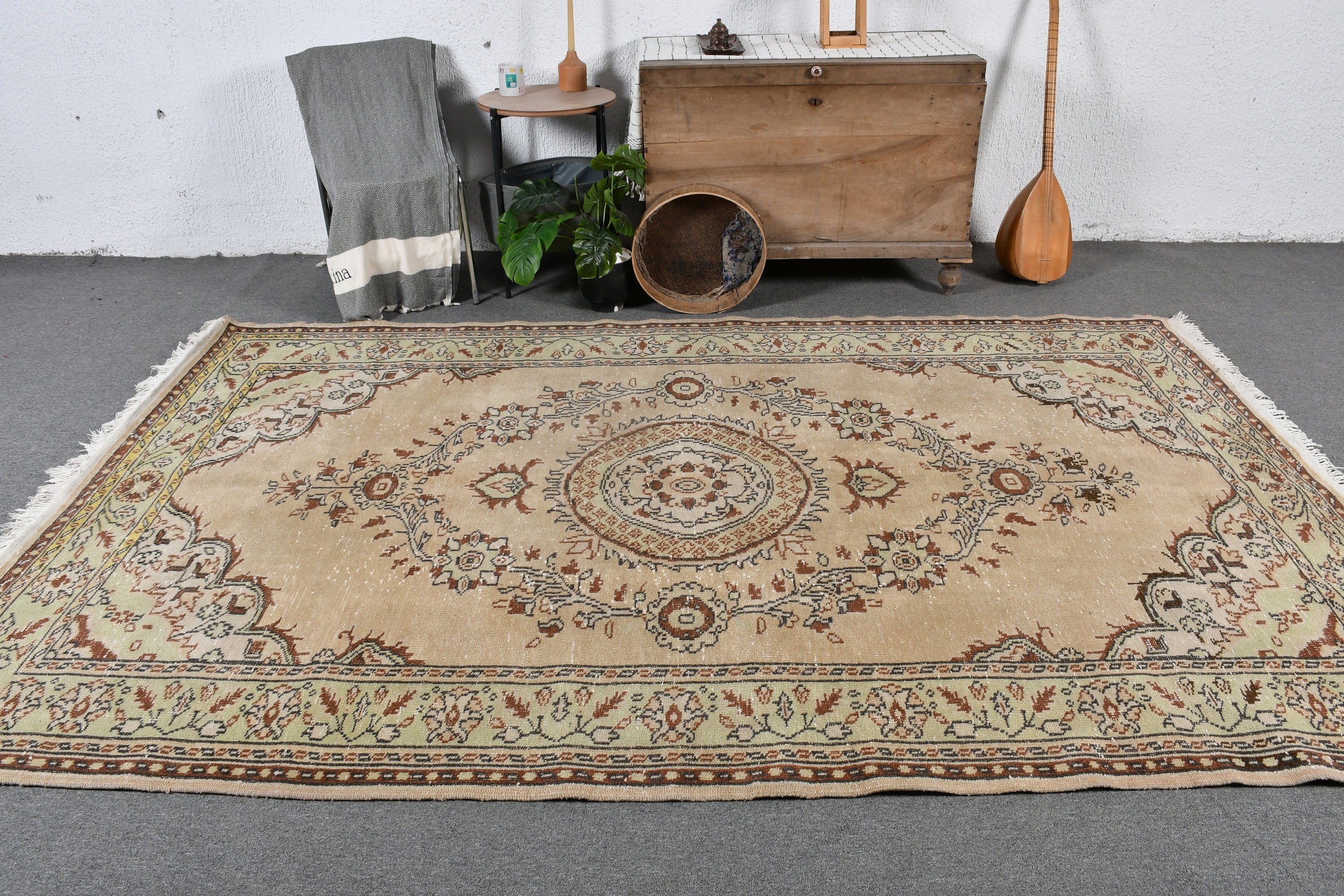 6.1x9.8 ft Large Rugs, Vintage Rugs, Abstract Rug, Kitchen Rug, Living Room Rugs, Beige Cool Rugs, Bedroom Rugs, Oriental Rug, Turkish Rugs