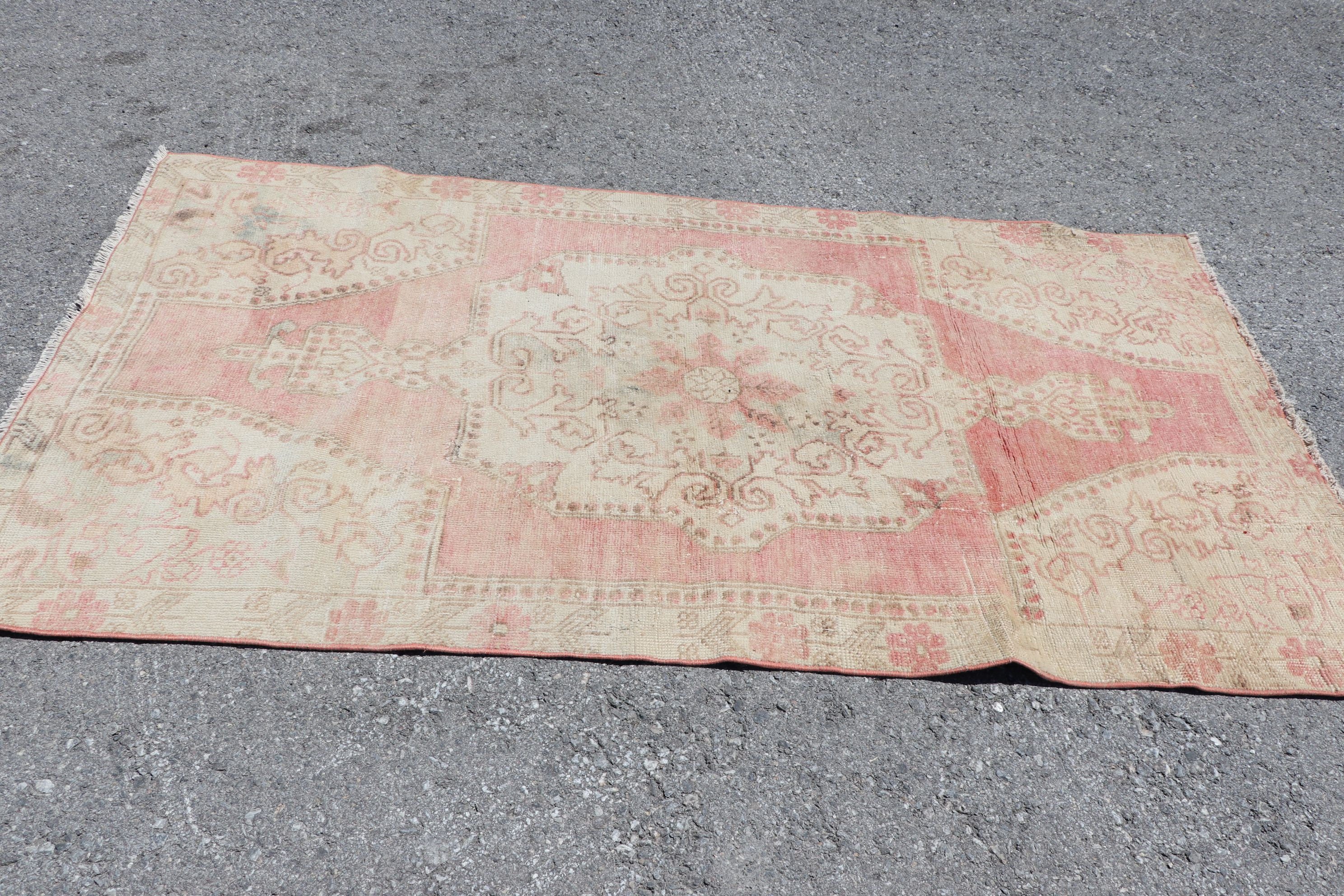 Kitchen Rug, Oushak Rug, Turkish Rug, Vintage Rugs, Pink Bedroom Rug, 3.8x7.2 ft Area Rugs, Art Rug, Floor Rug, Nursery Rug, Rugs for Floor