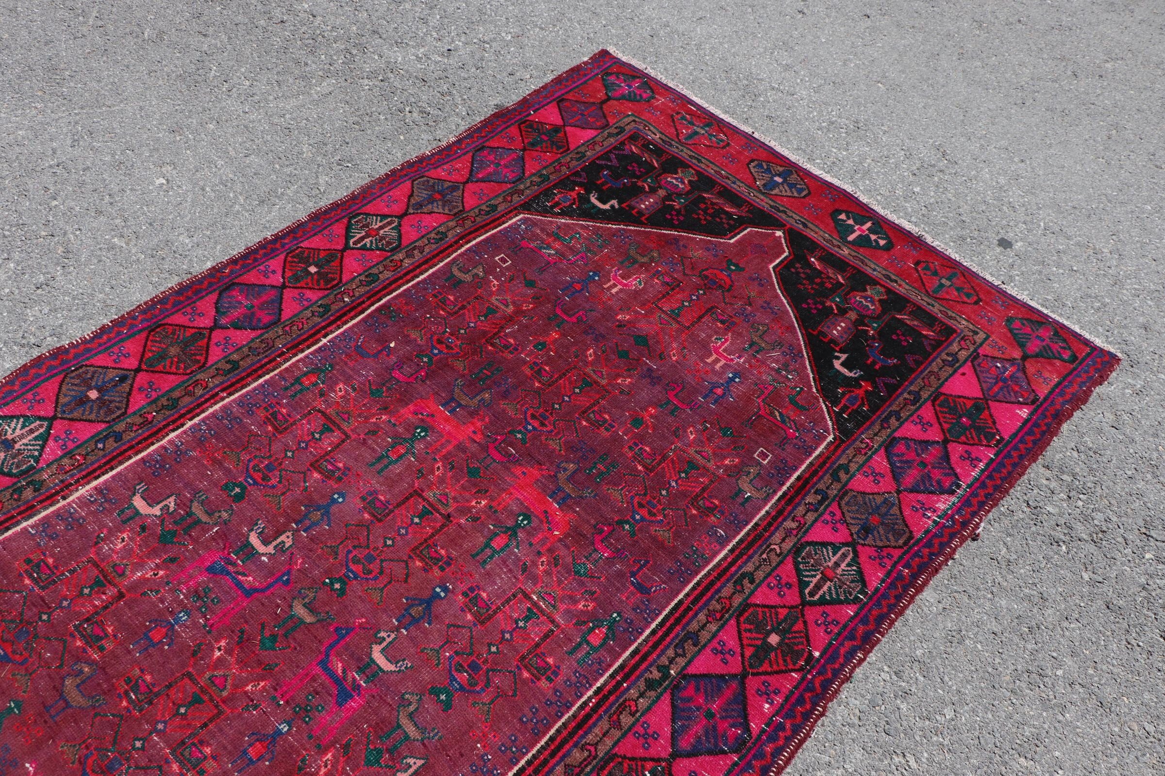 Fas Halısı, Havalı Halı, Halı Runner Vintage Halıları, Koridor Halıları, Türk Halısı, 4.3x10.9 ft Runner Halıları, Vintage Halı, Pembe Mutfak Halısı