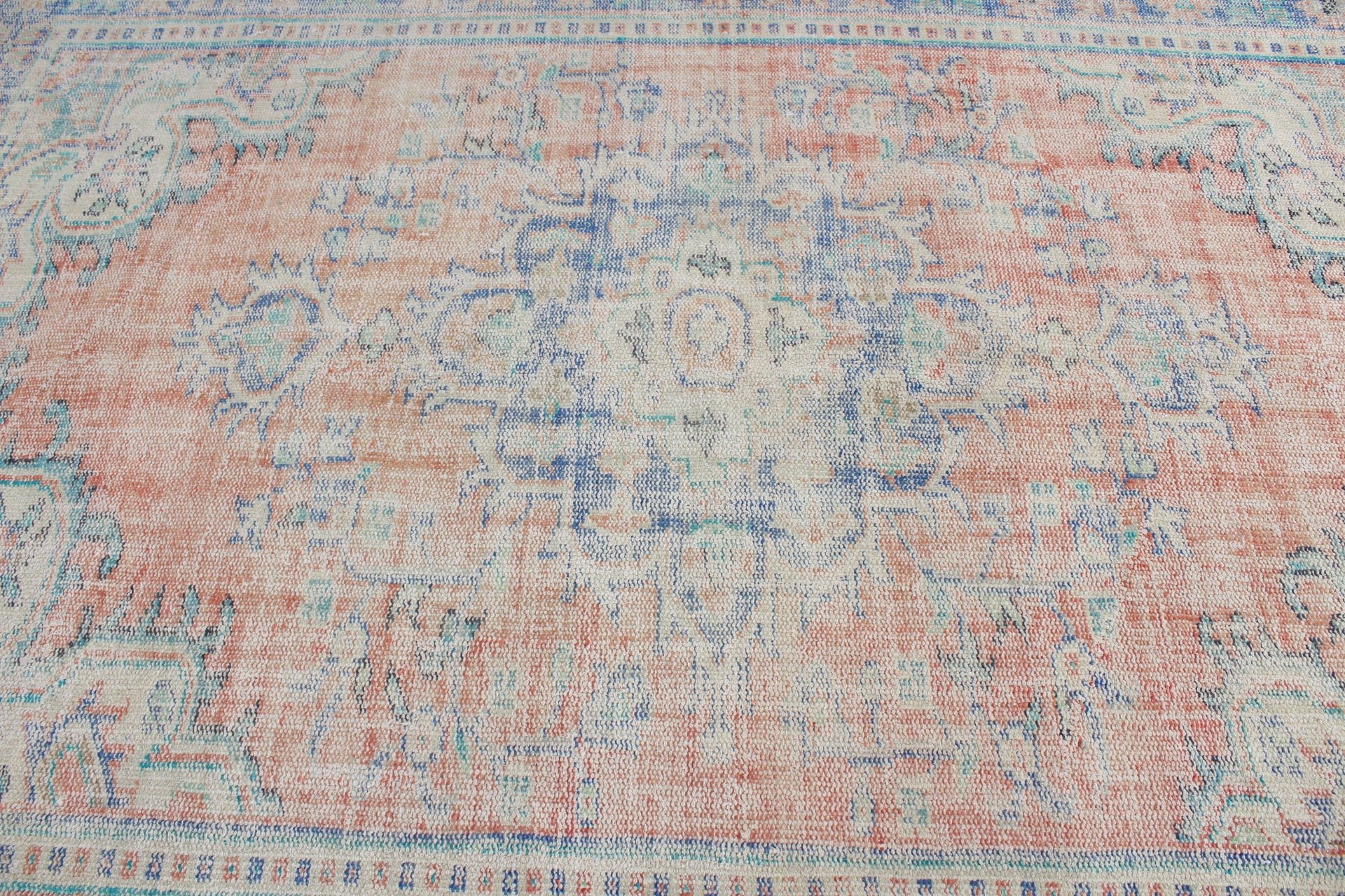 Salon Halısı, Anadolu Halısı, Boho Halısı, Yemek Odası Halısı, Turuncu Oryantal Halısı, Vintage Halısı, Türk Halısı, Soğuk Halı, 6,2x8,9 ft Büyük Halılar