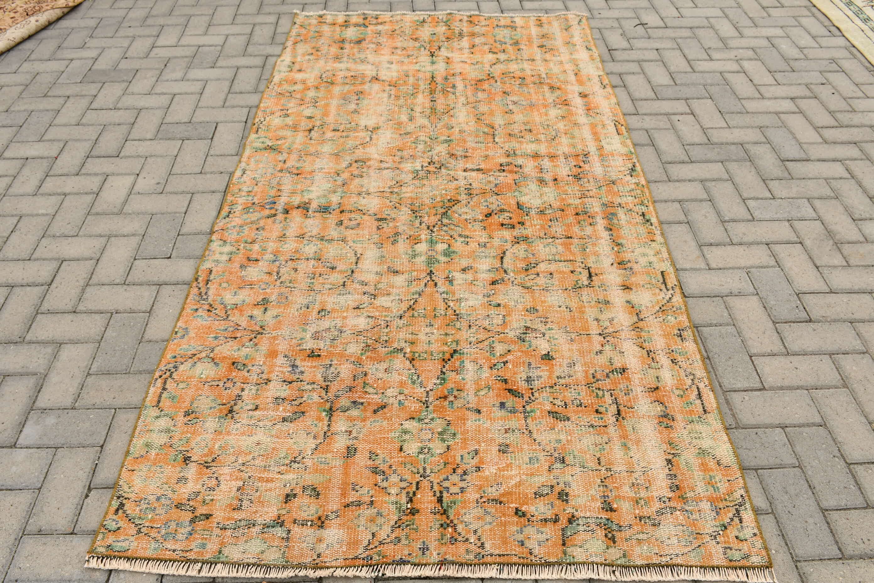 Oriental Rug, Handmade Rug, Orange Wool Rug, 4.4x8.1 ft Area Rugs, Turkish Rug, Living Room Rugs, Vintage Rug, Nursery Rugs, Anatolian Rug