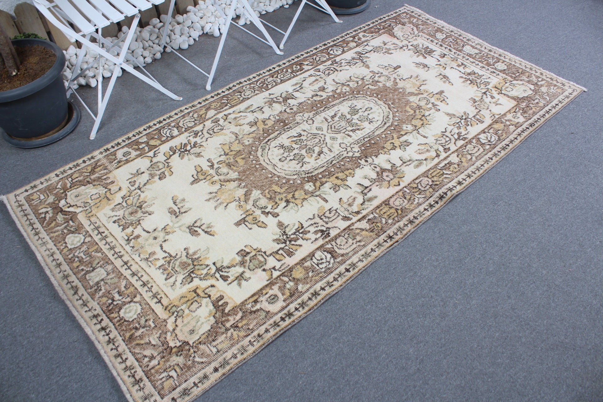 3.7x7.4 ft Area Rug, Nursery Rug, Bedroom Rug, Brown Antique Rugs, Indoor Rug, Turkish Rugs, Vintage Rug, Rugs for Floor